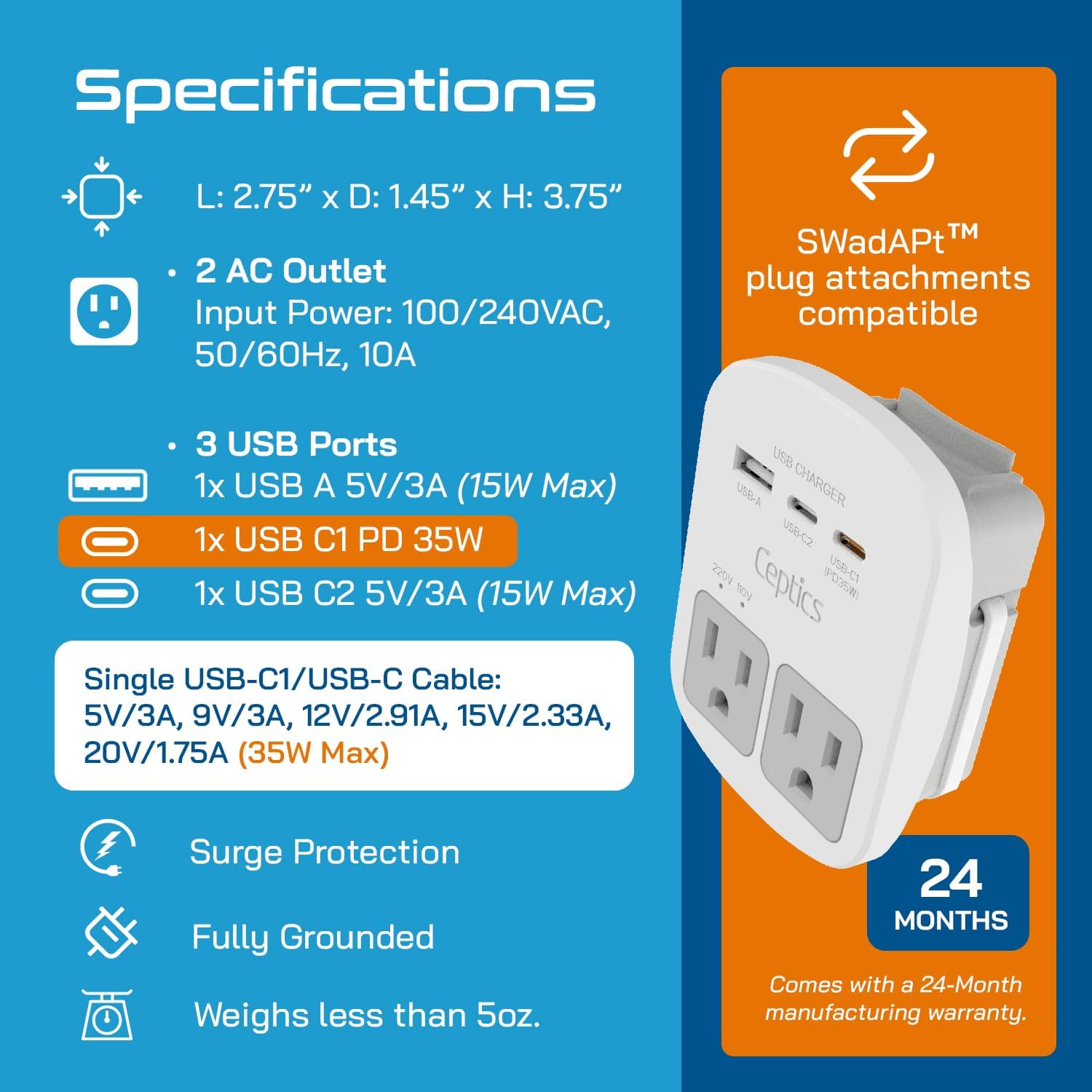 Thumbnail 4 de Ceptics 35W Travel Adapter Kit