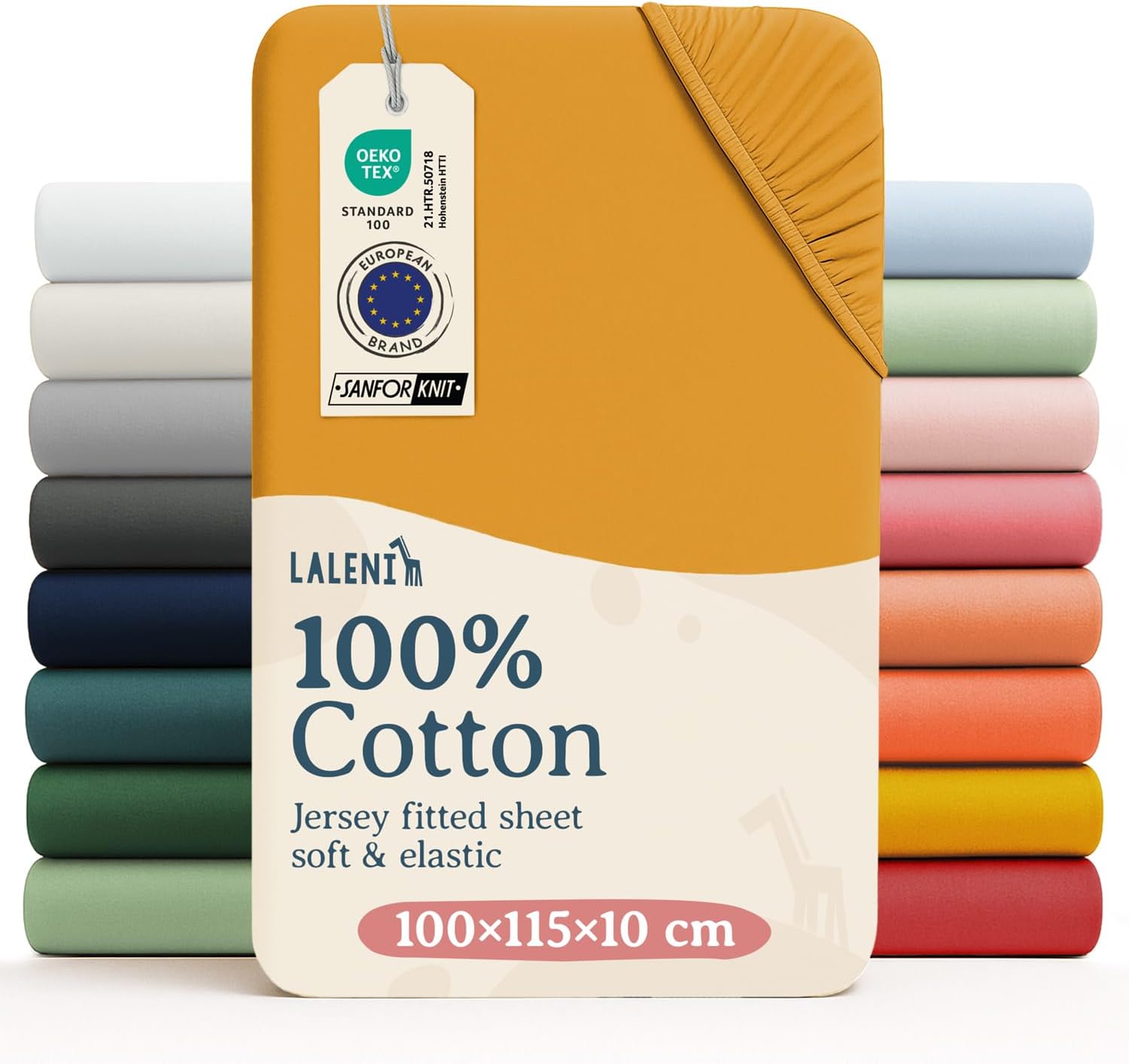 Detalle 2 de Laleni jersey dra-på-lakan för spjälsäng, 100 % bomull, 2-pack, gul