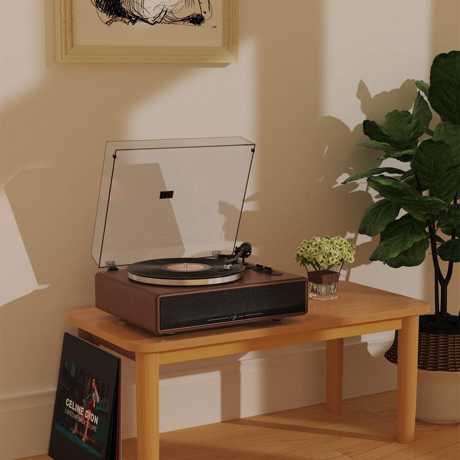Thumbnail 6 de 1byone 1-AD07US02 Belt-Drive Turntable with Built-In Speakers, Bluetooth, Walnut