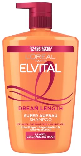 Detalle de L'Oréal Paris Elvital Dream Length Super Aufbau Shampoo 1000 ml – gegen Spliss und Haarbruch