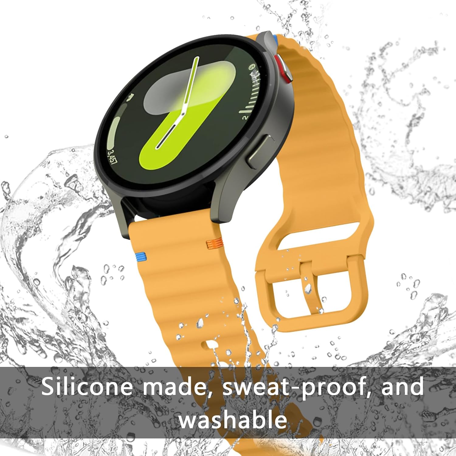 Detalle de Aieero Silicone Sport Band for Samsung Galaxy Watch 4/5/6/7 and FE: 20mm Quick-Release Strap