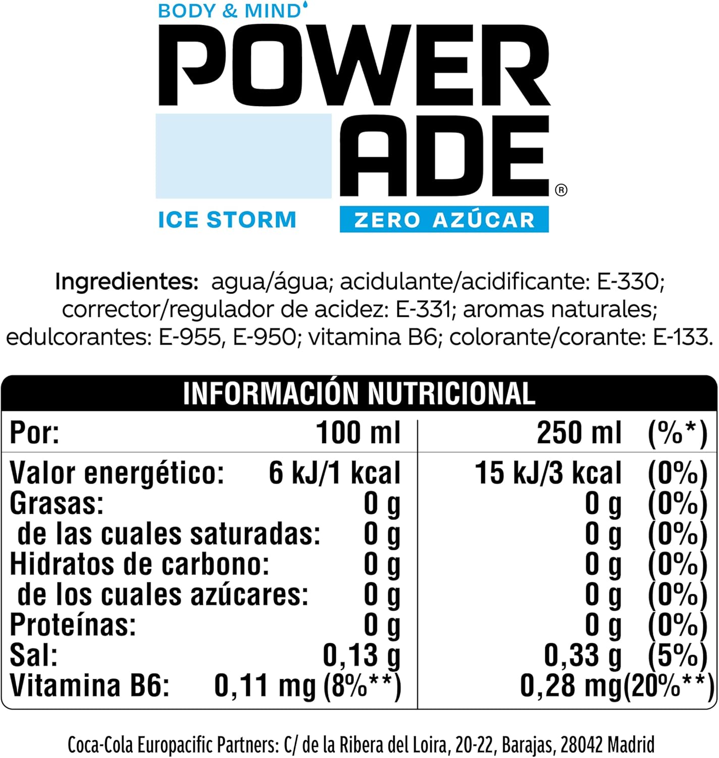Thumbnail 1 de Powerade Ice Storm Zero 500ml - Pack de 12 🥤