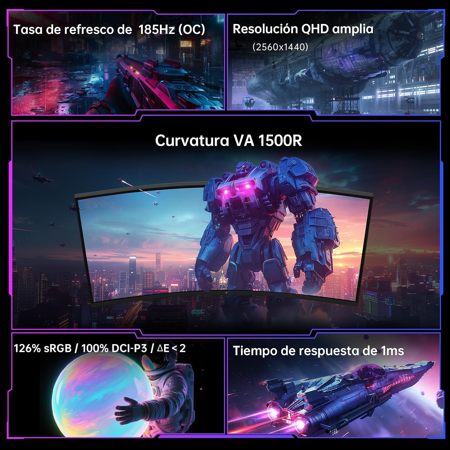 Detalle 2 de KTC H32S5 Monitor gaming 32" QHD 185Hz