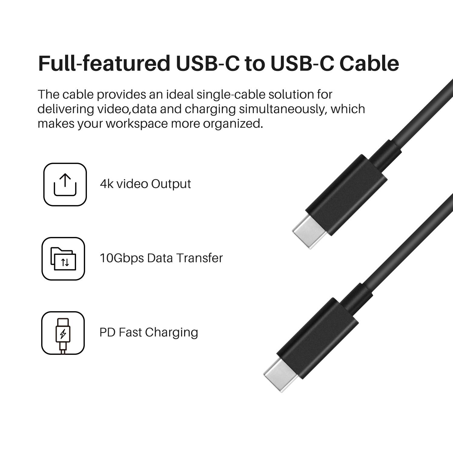 Detalle 2 de HUION Full‑Featured USB‑C Cable 10Gbps