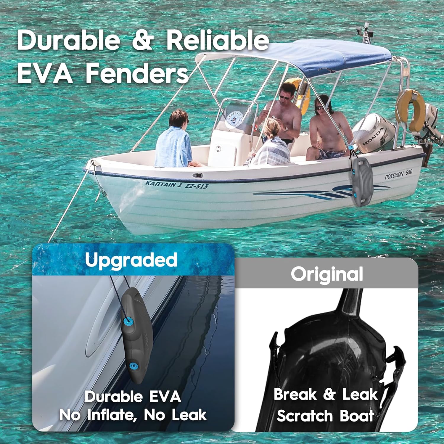 Thumbnail 1 de AWEMUFA Boat Fenders: Easy-Install Dock Bumpers for Pontoon, Bass, Jet Ski, and Fishing Boats
