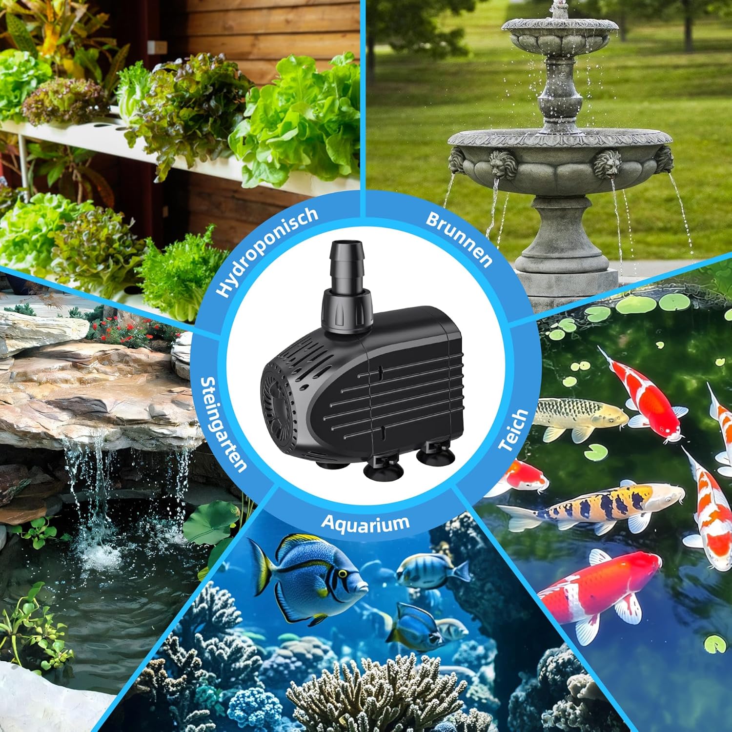 Thumbnail 4 de Pompe de Fontaine Submersible Biling 35W — Ultra-Silencieuse, 1500 L/H, 3 Adaptateurs, Anti-Sèche