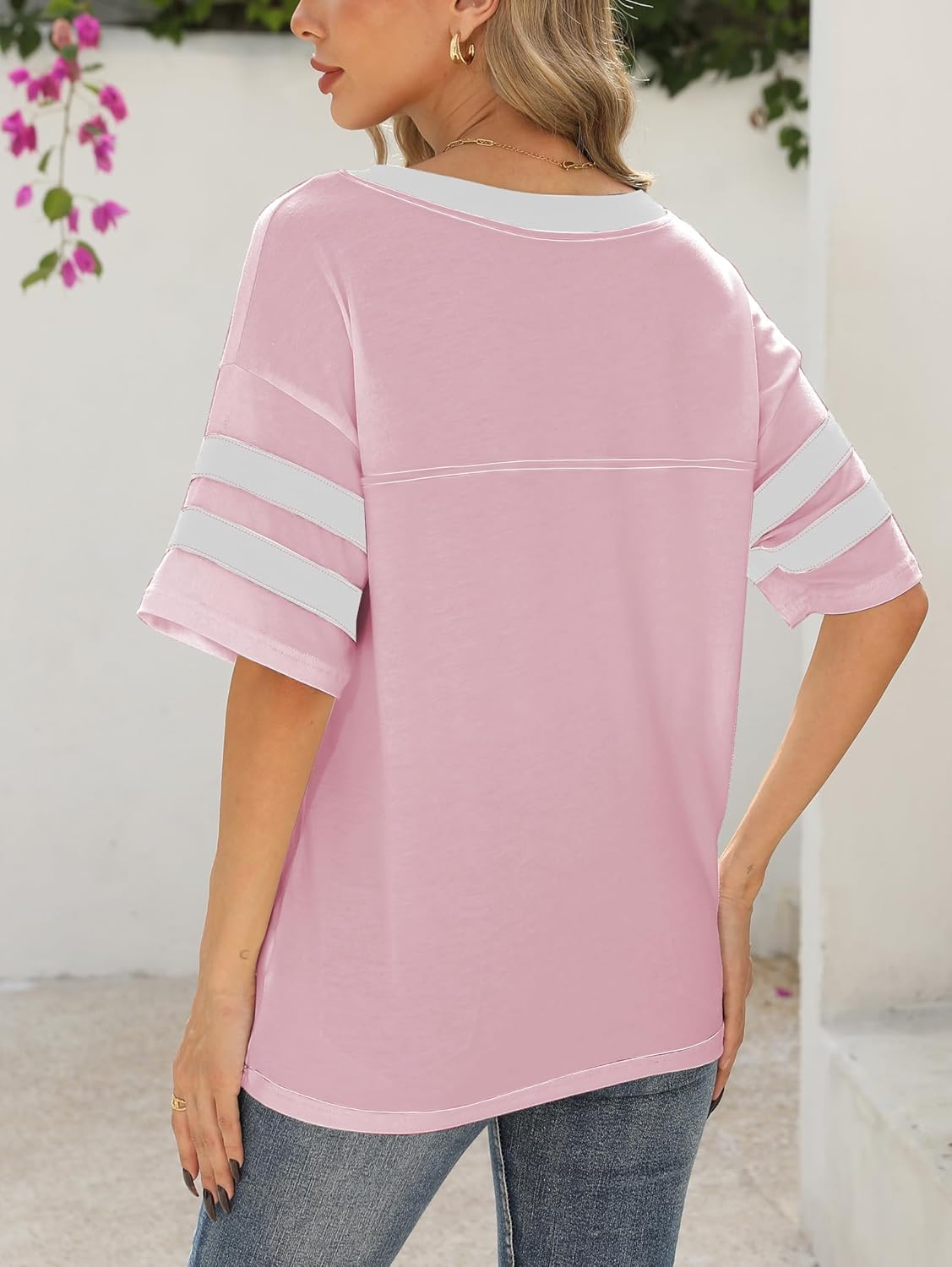 Thumbnail 2 de Famulily Women's Casual V Neck Short Sleeve T-Shirt