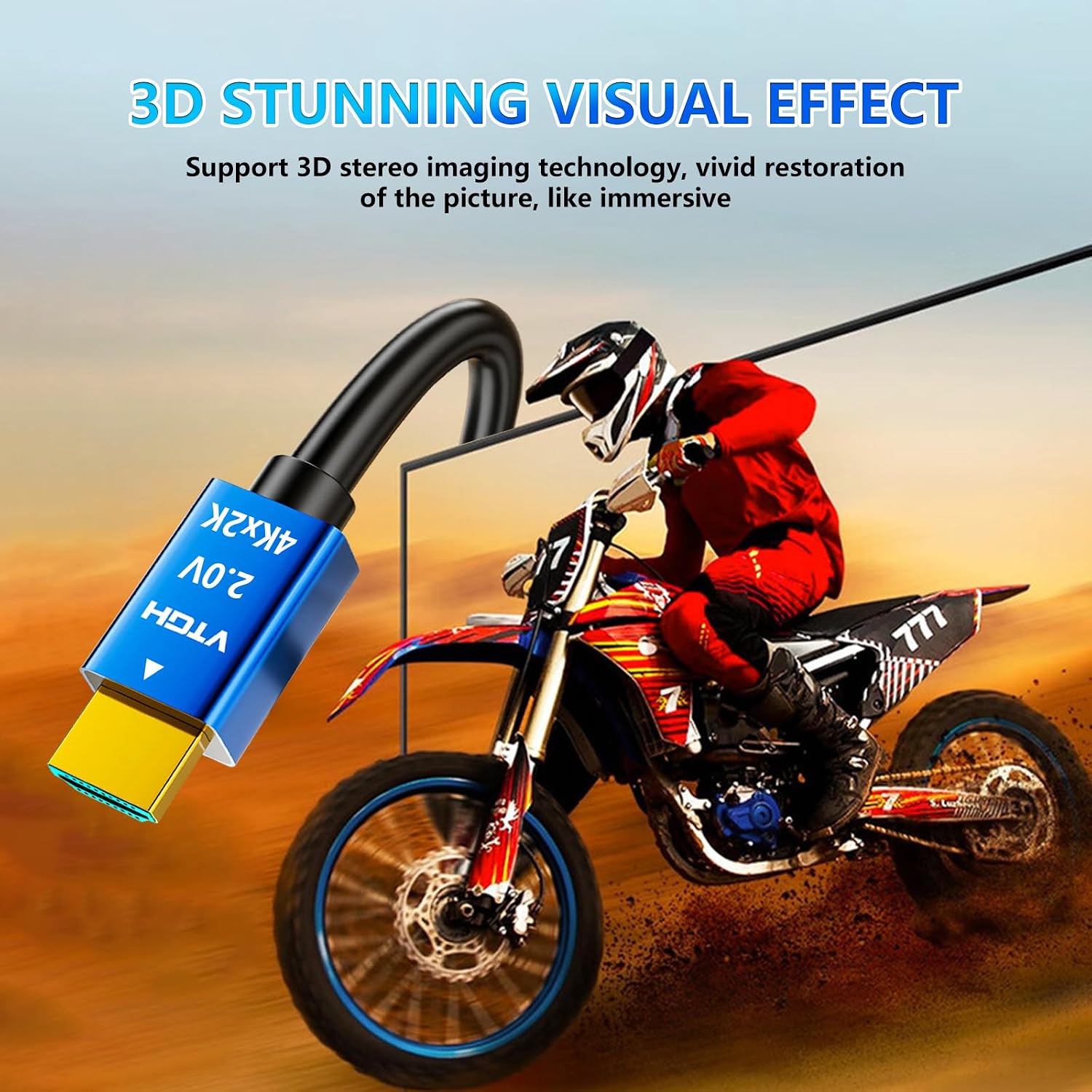 Thumbnail 6 de Herfair 4K HDMI Cable 3m - Ultra High Speed, Gold Plated, ARC, 18Gbps, 4K@60Hz