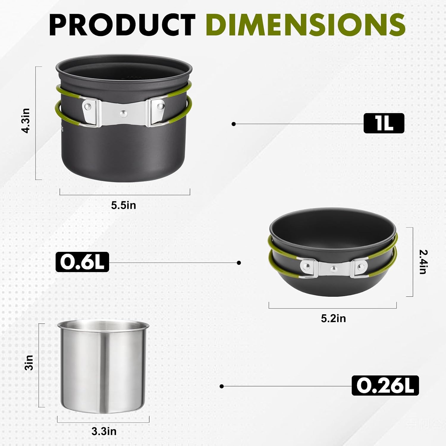 Detalle 2 de THTYBROS HW-SO01 Camping Cookware Set with Aluminium Pots and Foldable Handles