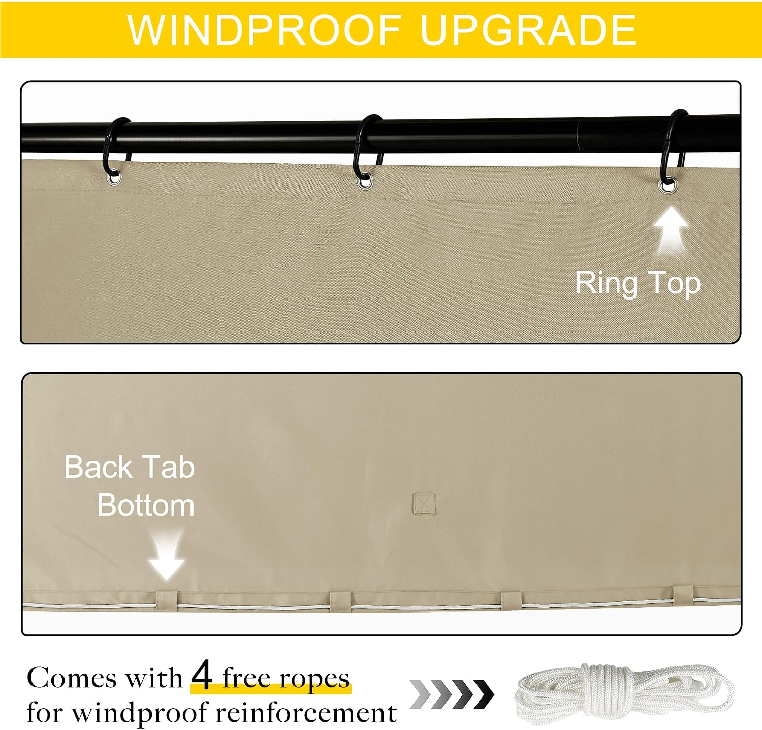 Detalle de NICETOWN 10' x 10' Gazebo Curtains, Waterproof 4-Panel Set with Zippers, Taupe
