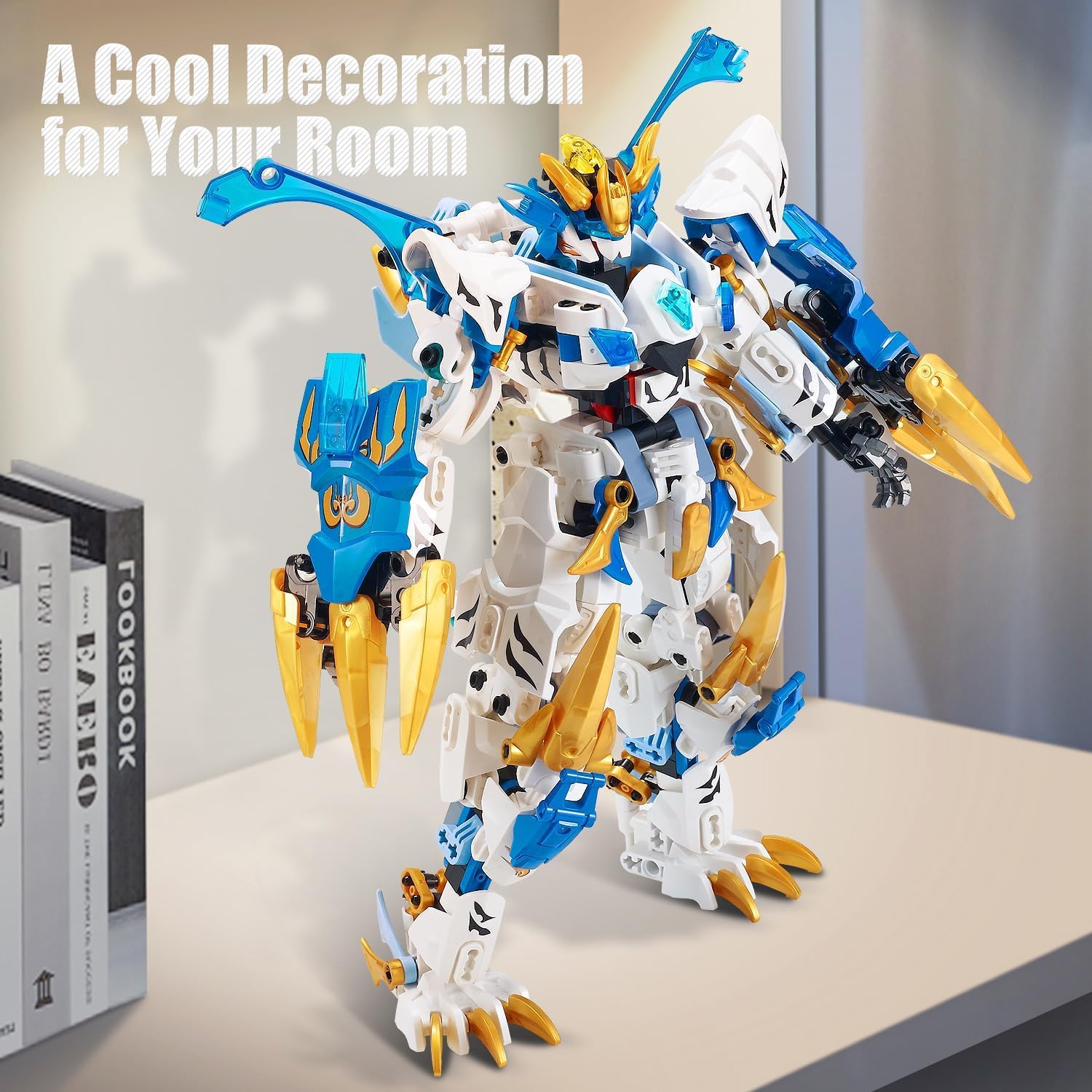 Detalle de TIALLOW White Tiger 2 in 1 Mech Building Set: Transforming Robot & Tiger, for Teens & Adults