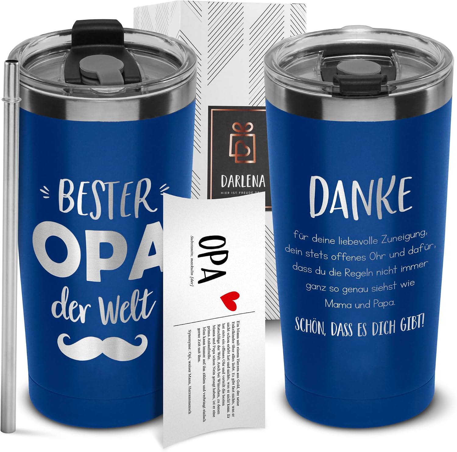 Detalle de Darlena Thermobecher Bester Opa – Geschenkset, 500 ml