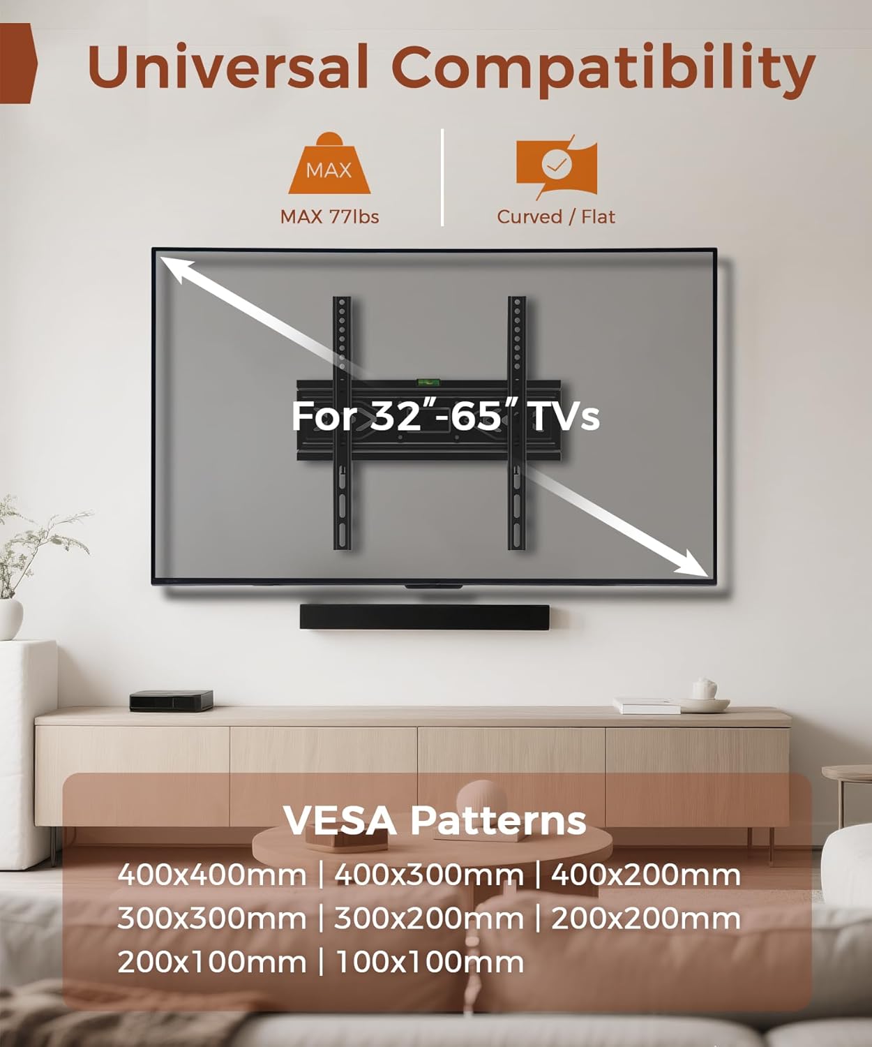 Detalle 2 de Solid As Mountain Full Motion TV Wall Mount for 32–65 inch TVs (50/55/65 inch Wall Mount)