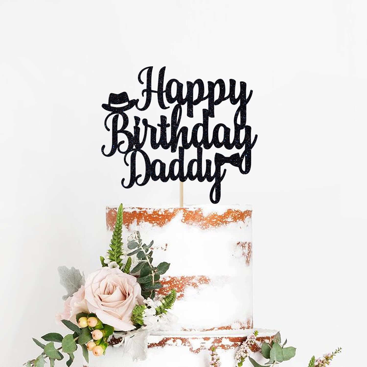 Detalle de Birthday Cake Topper, Black Glitter