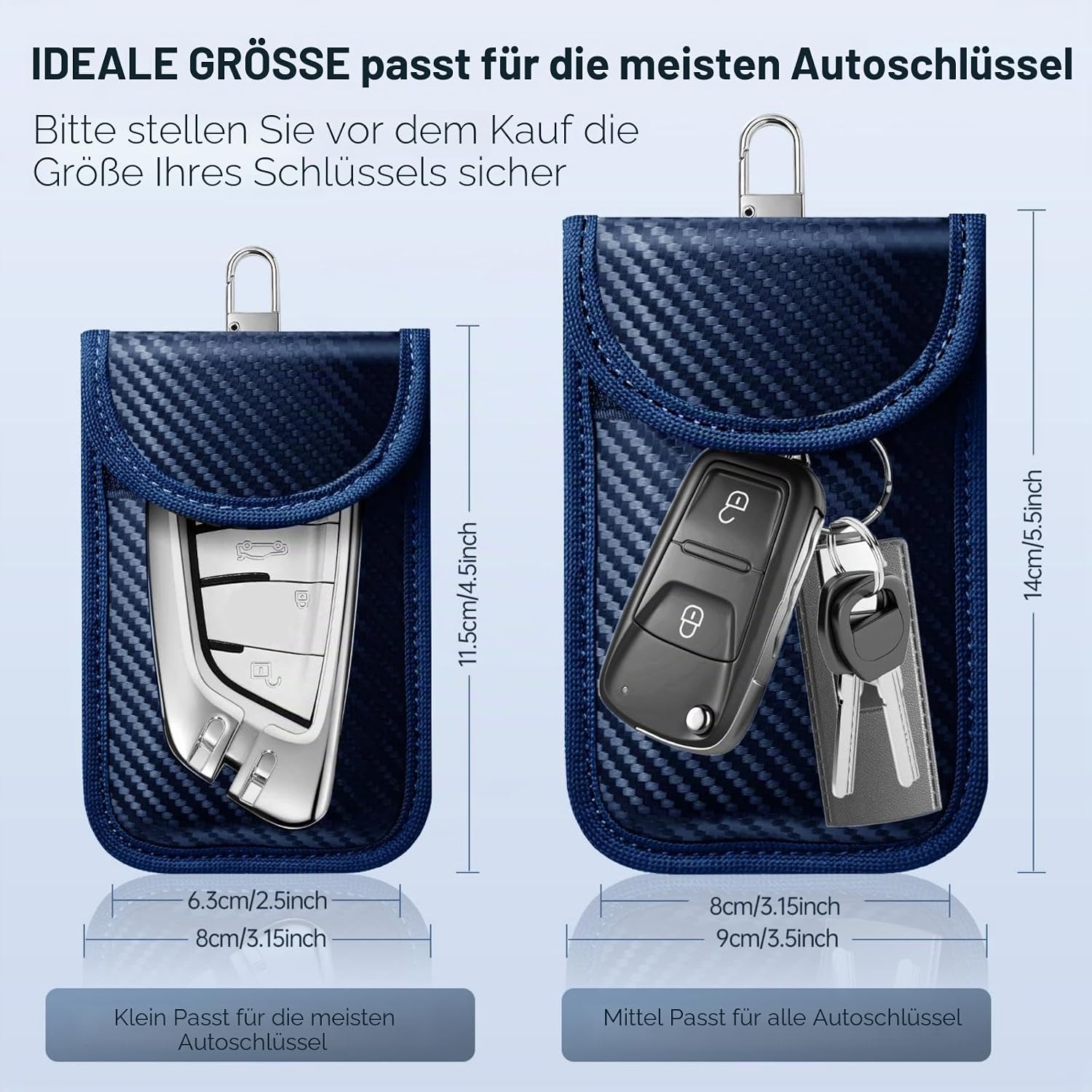 Detalle 2 de Caslord Keyless Go Schutz Autoschlüssel – 2er Set Faraday-Taschen aus Leder mit RFID-Blocker
