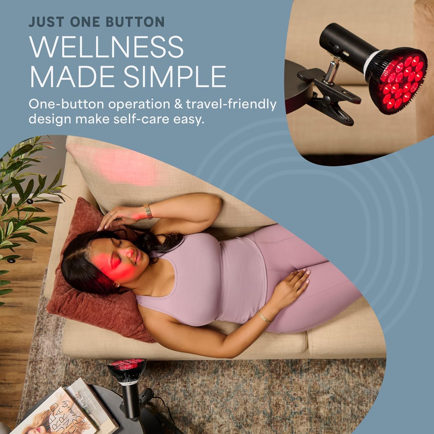 Detalle de LifePro InfraGlow Red Light Therapy Lamp, 660nm + 850nm, Adjustable Clip-On