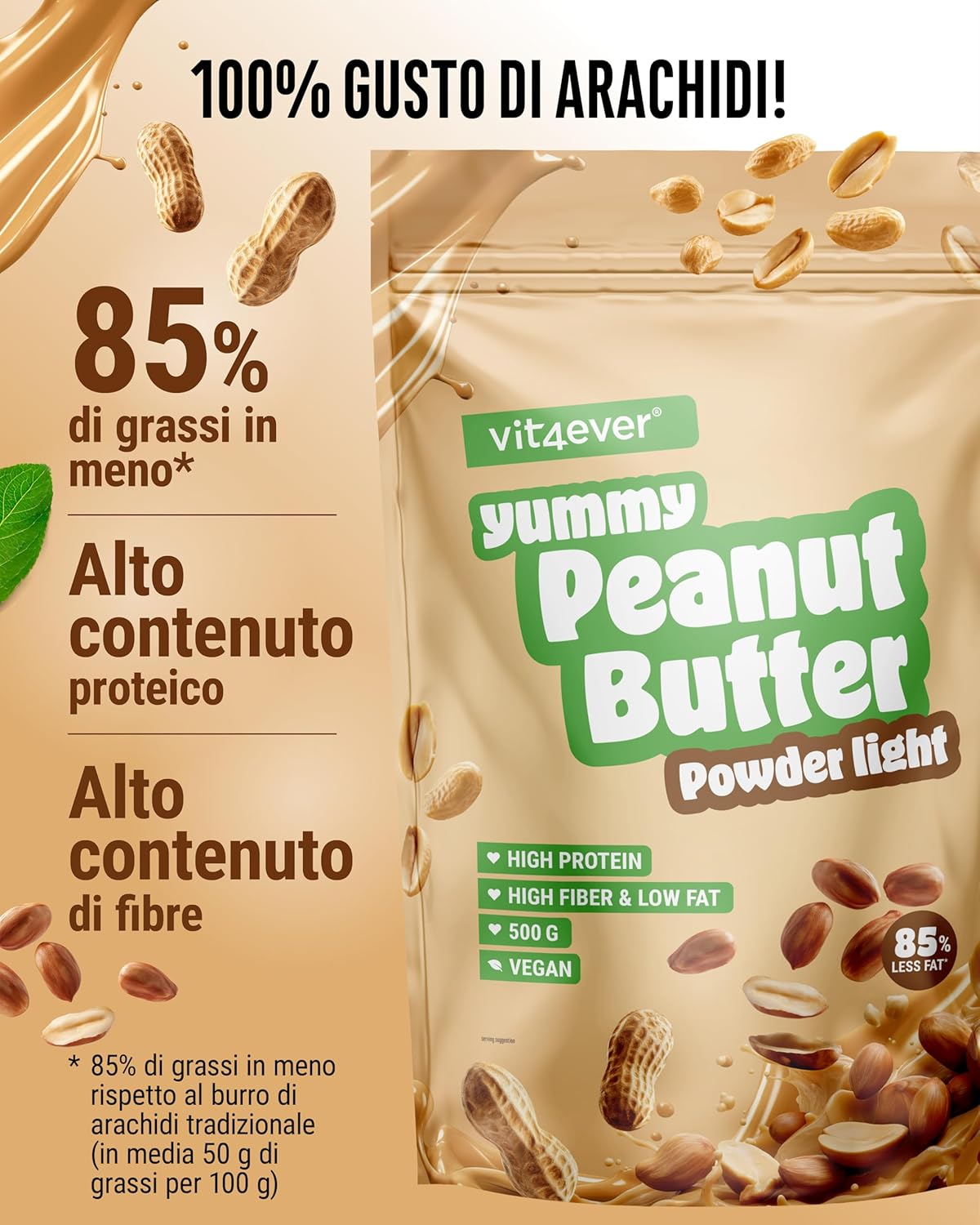 Detalle de Vit4ever Burro di arachidi in polvere 500g 🥜