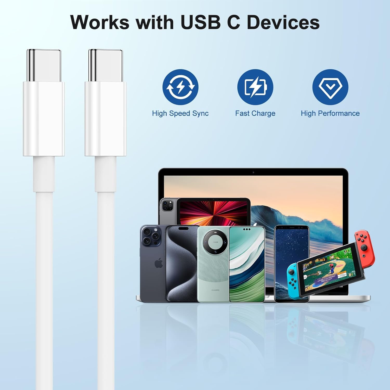 Thumbnail 5 de 240W USB-C to USB-C Charger Cable, 3m (2-Pack): Long, Fast & Durable
