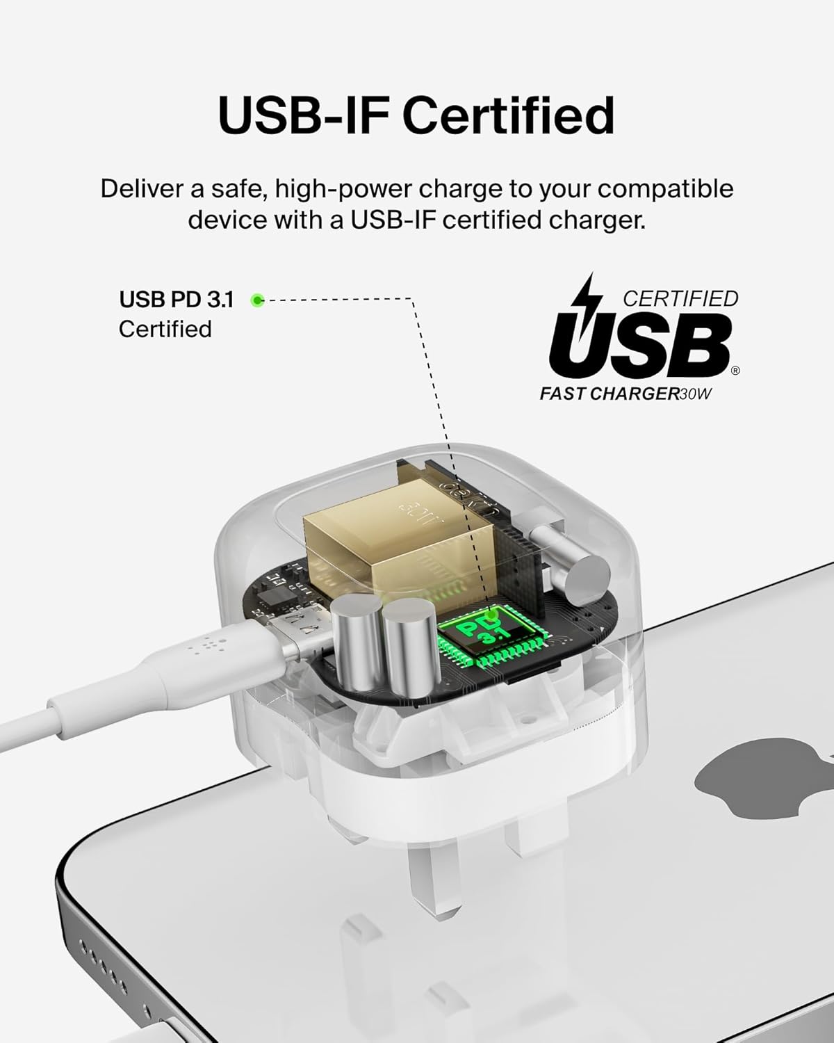 Thumbnail 5 de Belkin BoostCharge Compact Wall Charger 30W with USB-C PD (UK)