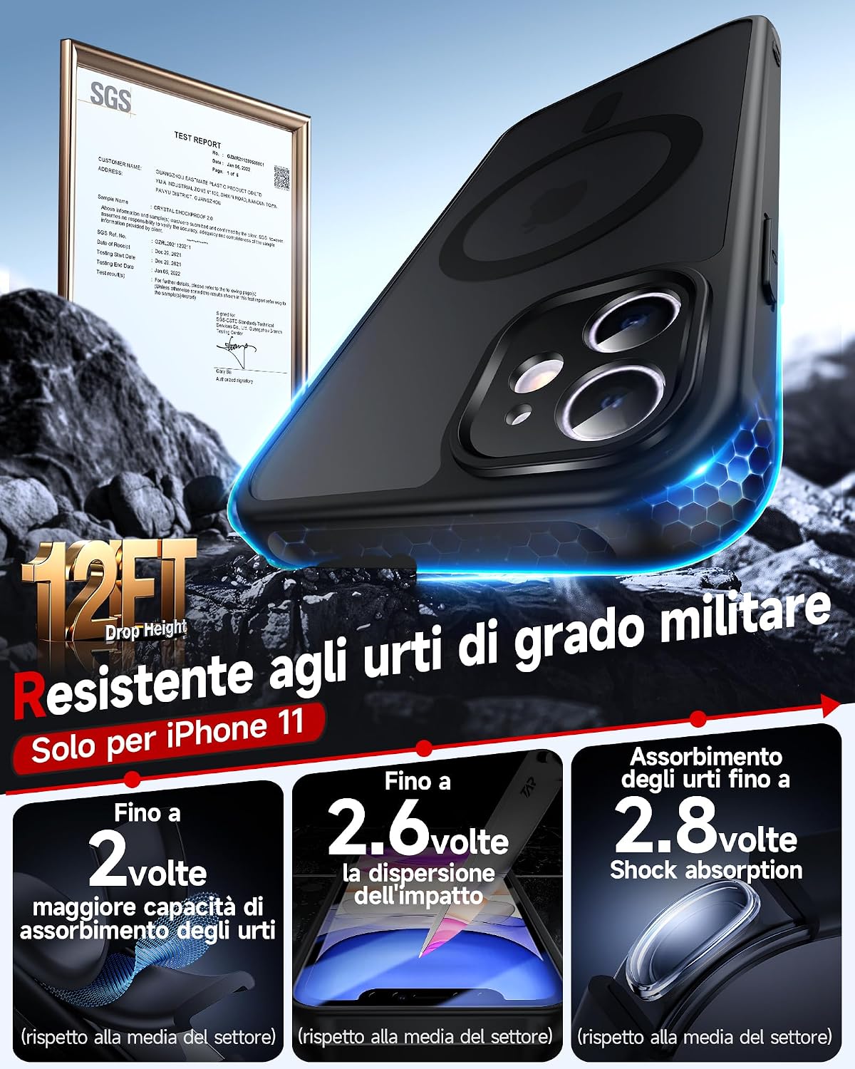 Detalle de LeYi Cover Magnetica per iPhone 11 con Vetro Temperato – Traslucida Opaca, Anti-Impronte e Antiurto