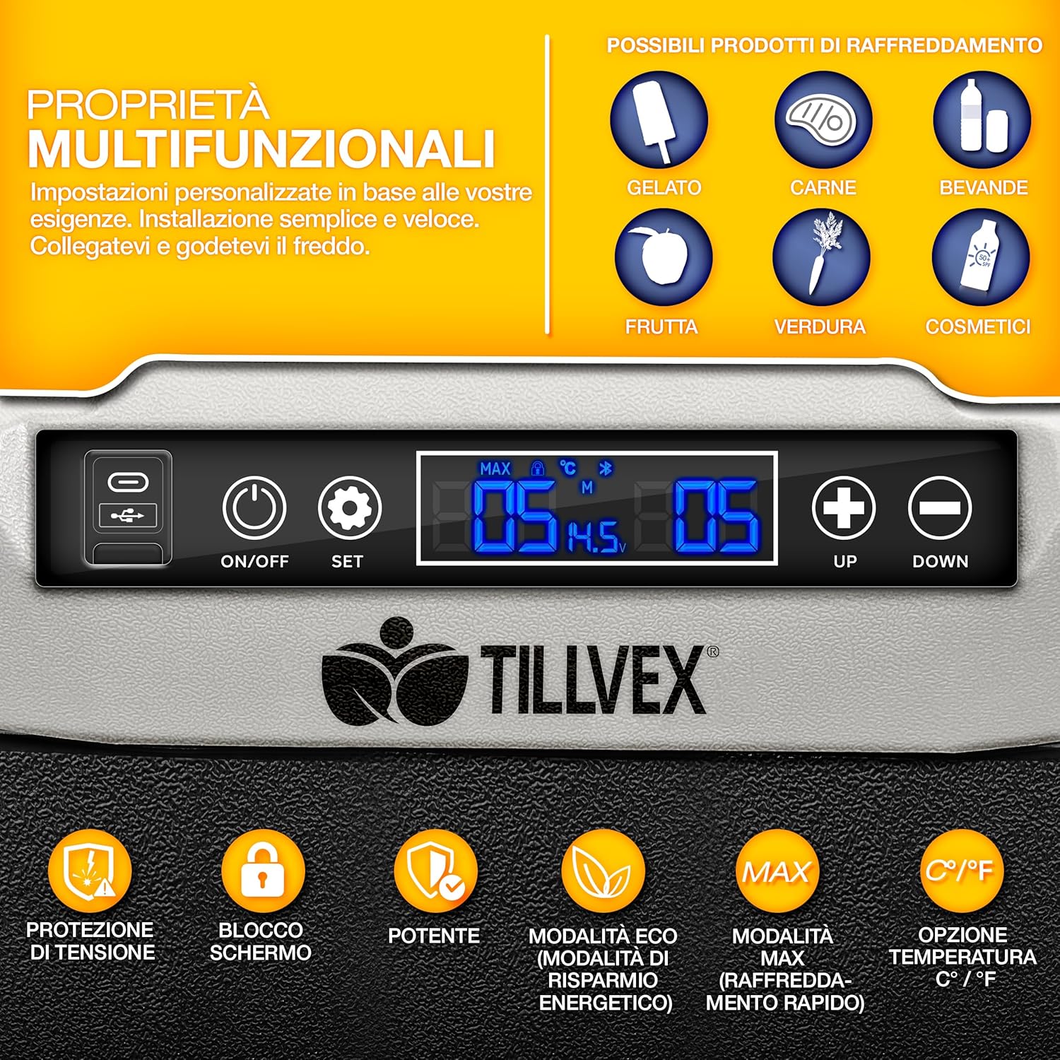 Thumbnail 6 de tillvex® Frigorifero compressore elettrico 50 litri con WiFi e app, 12/24V e 230V