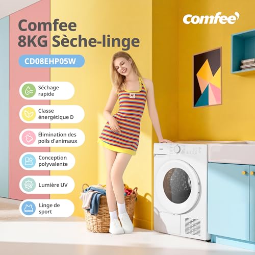 Detalle 2 de COMFEE Sèche Linge Pompe à Chaleur 8kg CD08EHP05W – Efficacité douce et programmes dédiés