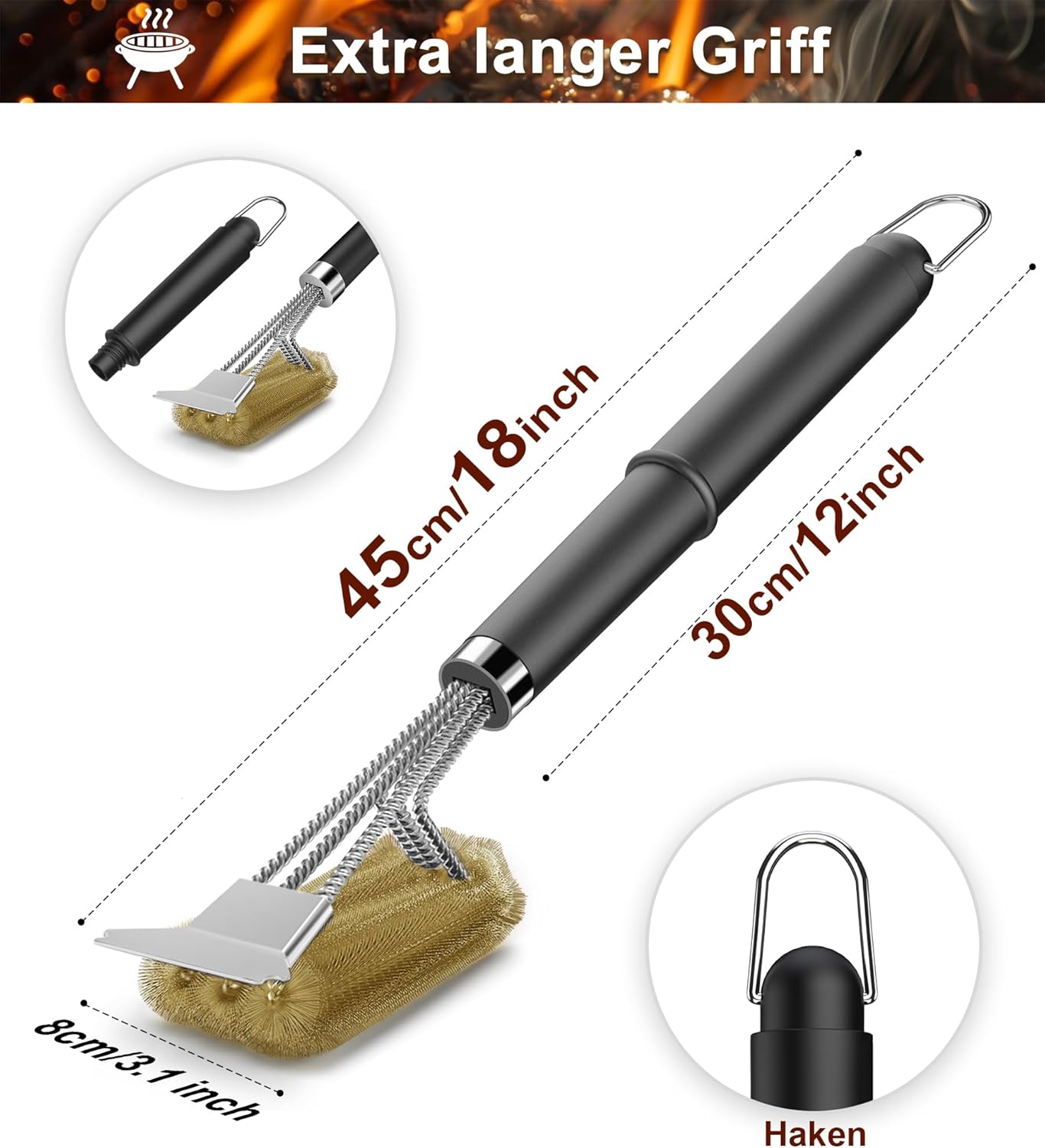 Detalle 2 de TNTOR Grillbürste Messing 2er Set für Rost