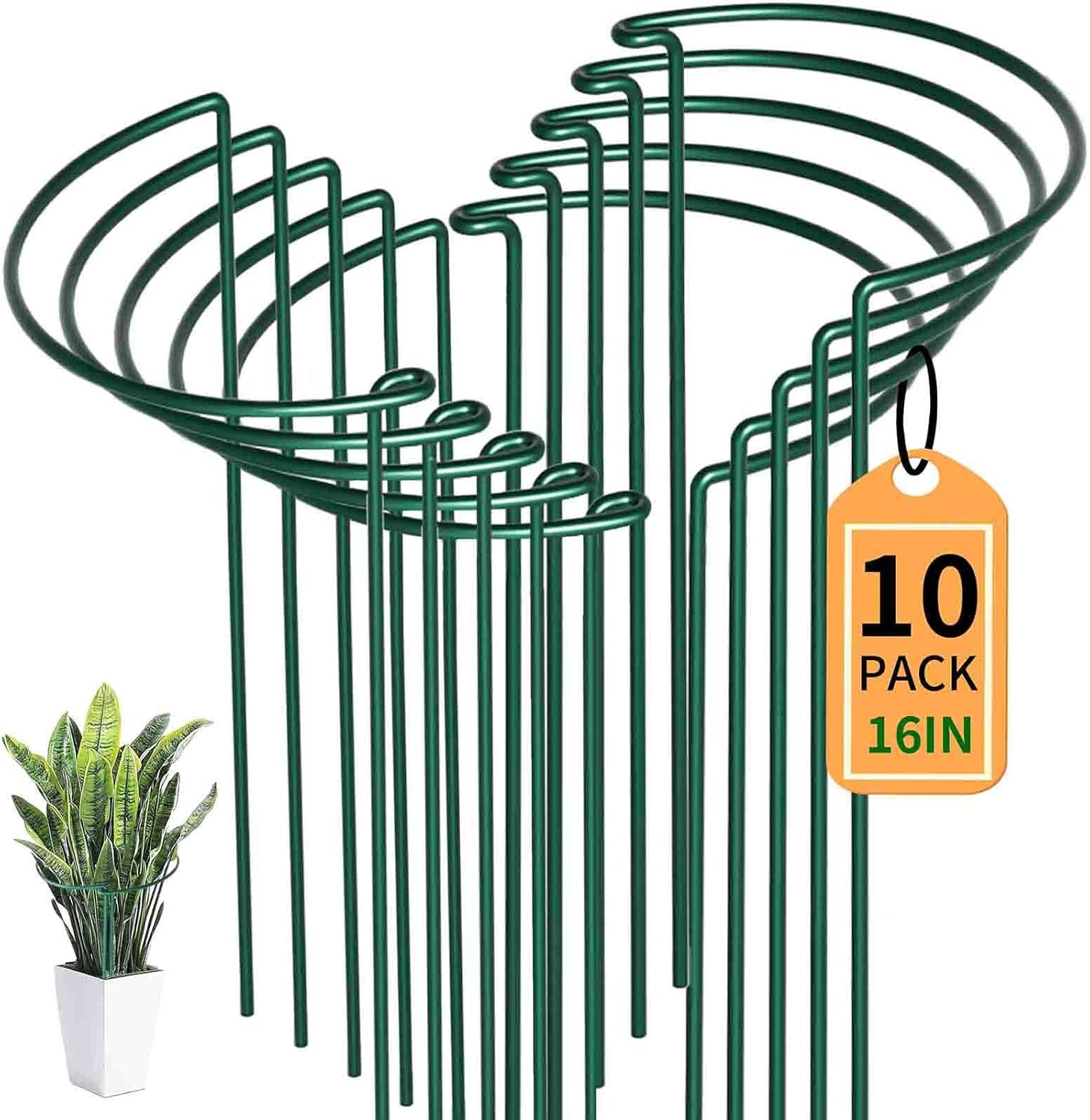 Detalle de TCBWFY Plant Supports, 10-Pack 10" x 16" Coated Steel Plant Stakes
