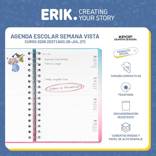Detalle de Grupo Erik Agenda escolar 2026 2027 Semana Vista KPop