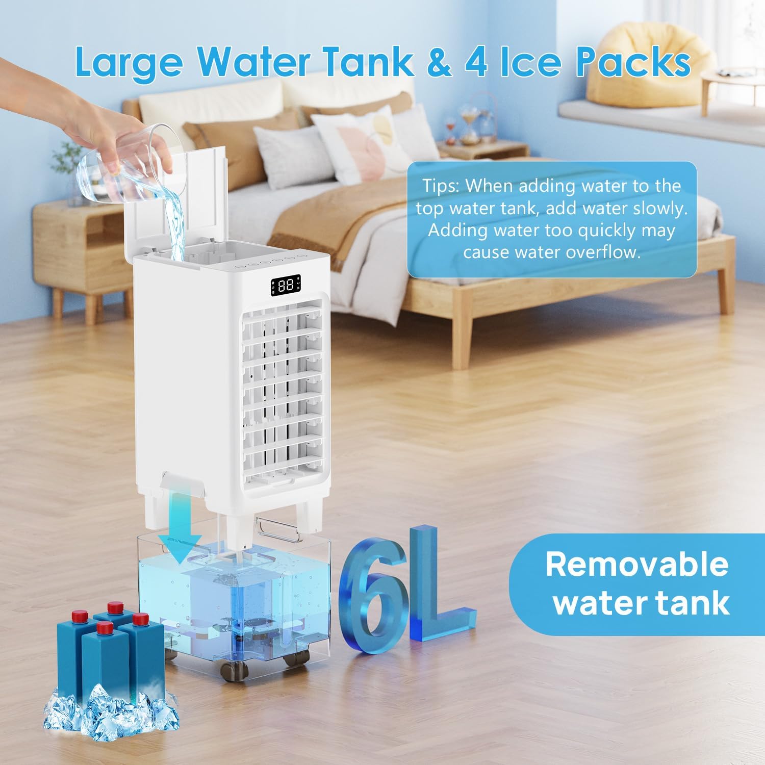 Detalle 2 de Swamp Cooler 6L Windowless Portable Air Conditioner (3-in-1) with Remote