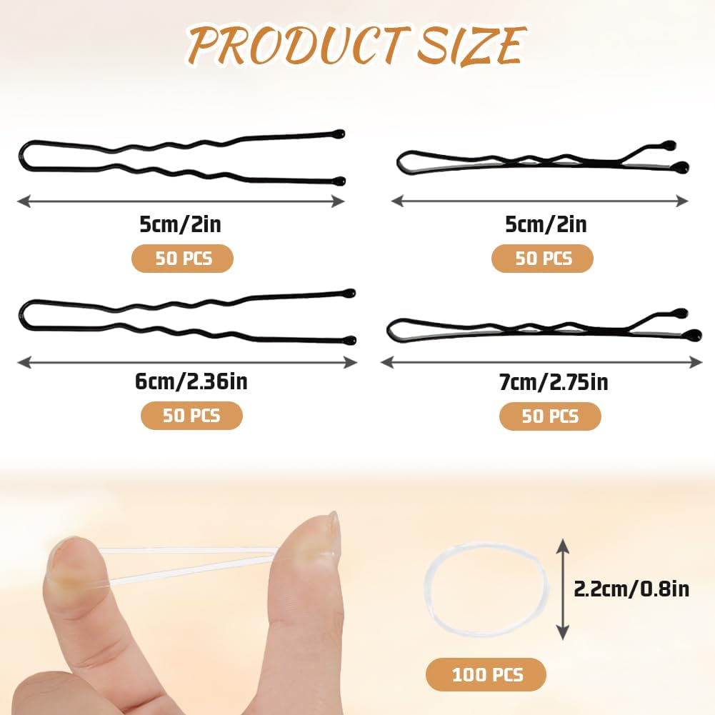 Detalle de Aucuu Epingles à Cheveux – Lot de 300, cuillères et ondulées en métal avec boîte transparente