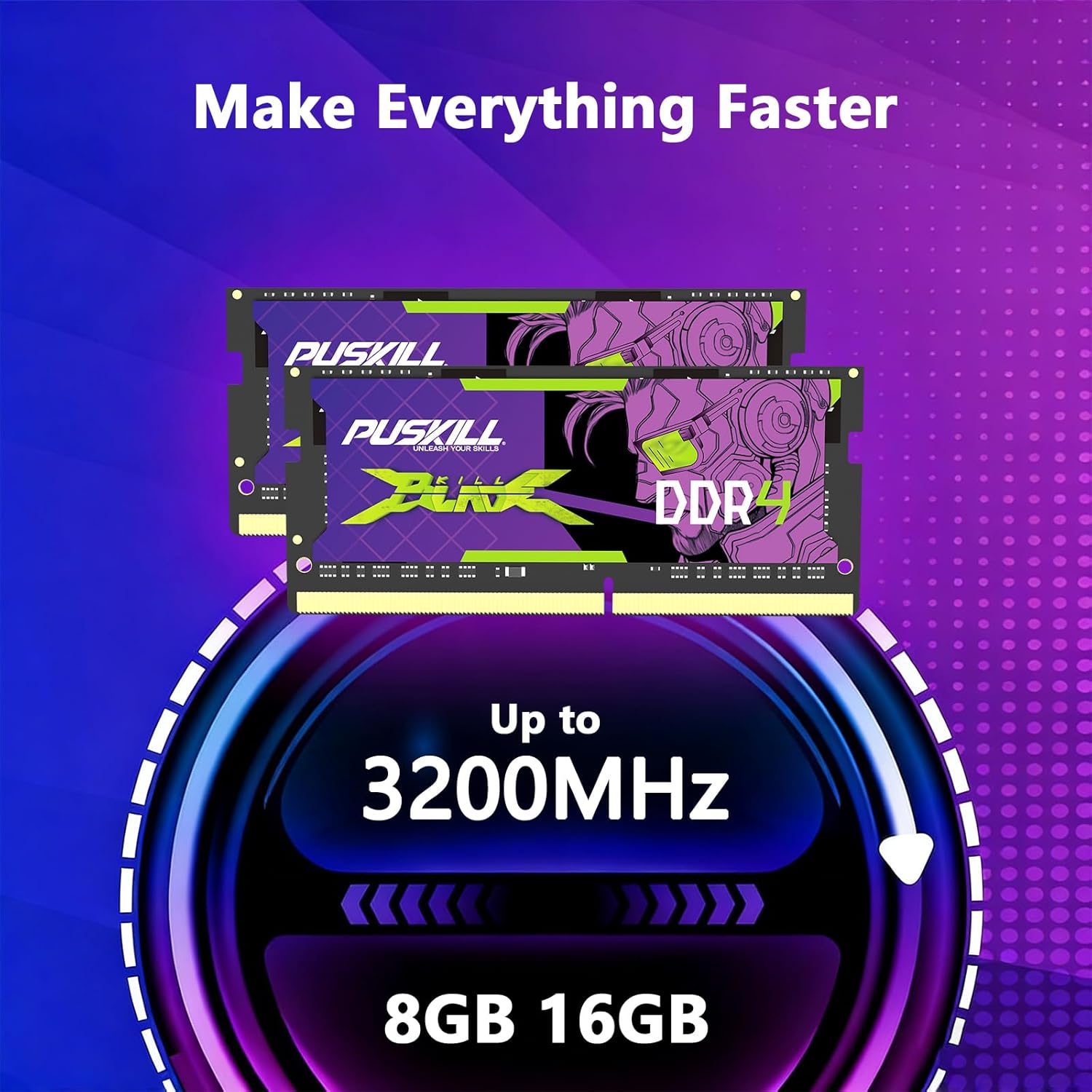 Thumbnail 2 de PUSKILL DDR4 Laptop RAM 32GB Kit (2x16GB) 3200MHz SODIMM CL22 1.2V — Plug-and-Play Upgrade for Intel & AMD