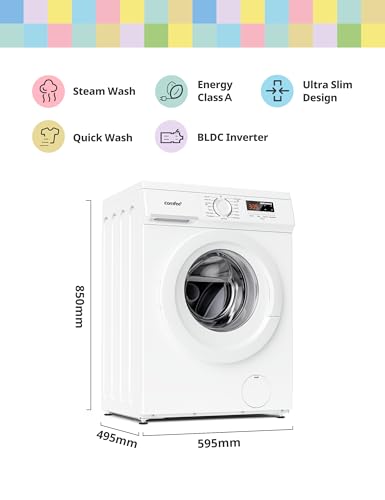 Detalle de COMFEE' 9kg Washing Machine with Energy Class A and BLDC Inverter Motor – Slim White