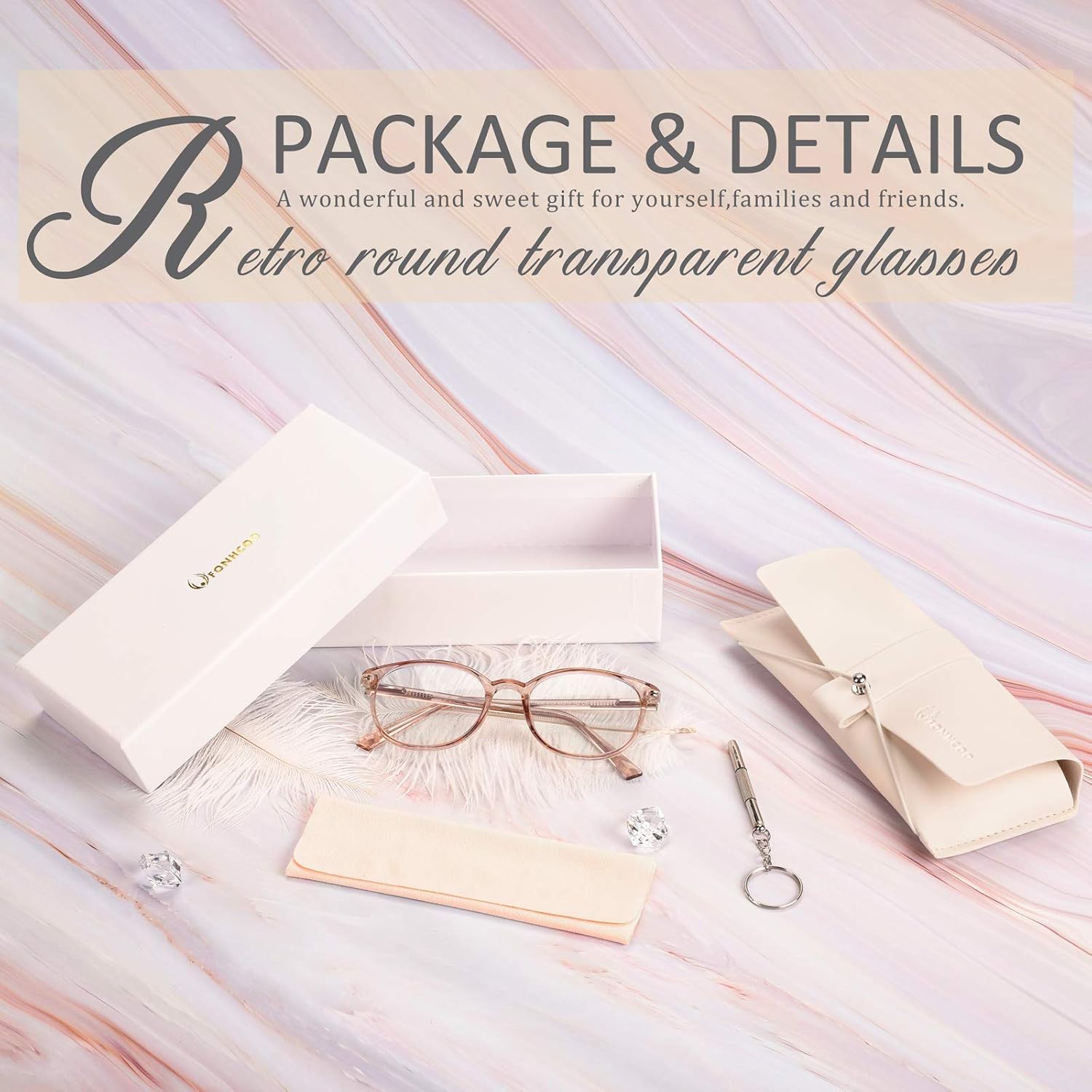 Thumbnail 1 de FONHCOO Blaulichtfilter Brille Damen TR90 – sehr leichte Gaming- und Computerbrille (ohne Sehstärke), durchsichtig hellbraun