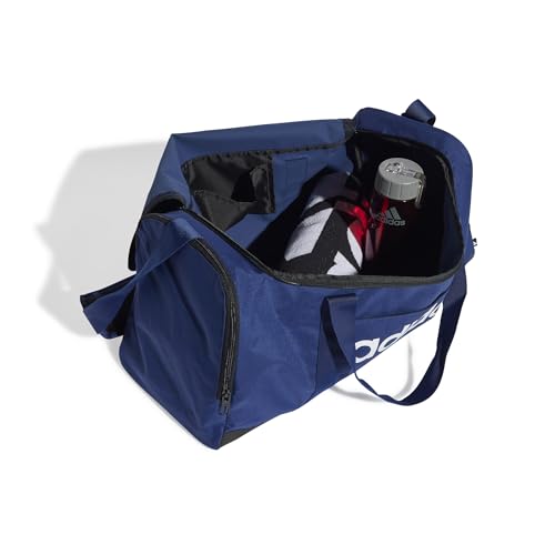 Detalle de Adidas Unisex Essentials Linear Duffel Bag – Dark Blue/White (M)