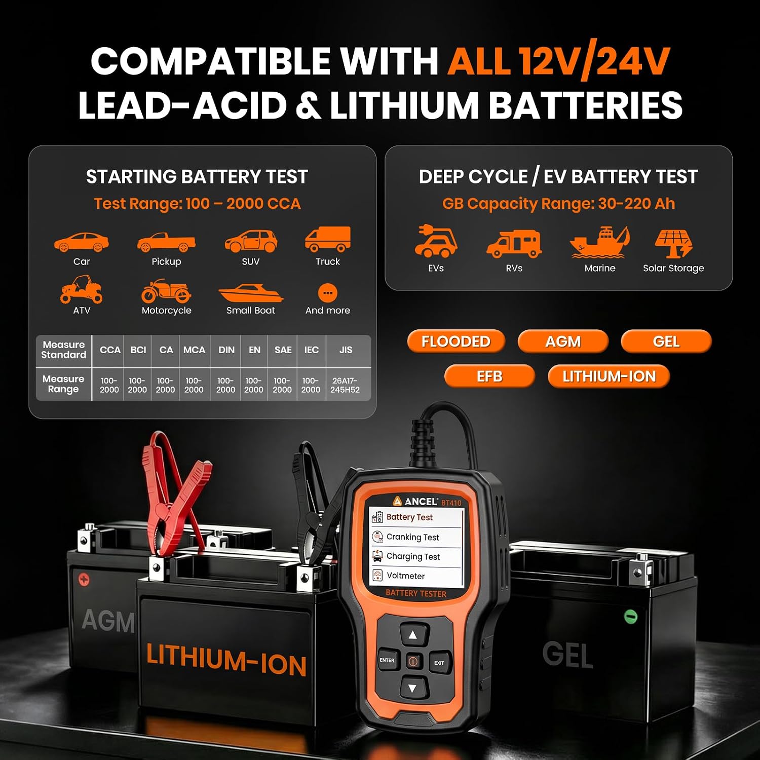Thumbnail 2 de ANCEL BT410 12V/24V Car Battery Tester – 4-in-1 Professional Battery, Cranking, Charging & Voltage Tester