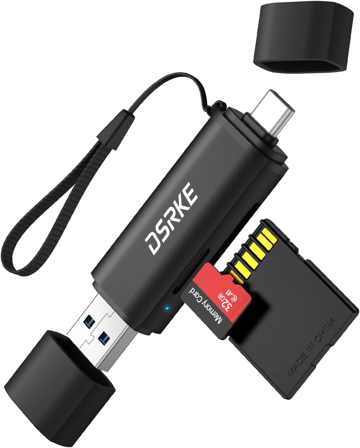 DSRKE Lecteur de cartes SD en aluminium (USB 3.0 + USB-C) pour microSD/TF/SDHC/SDXC/MMC