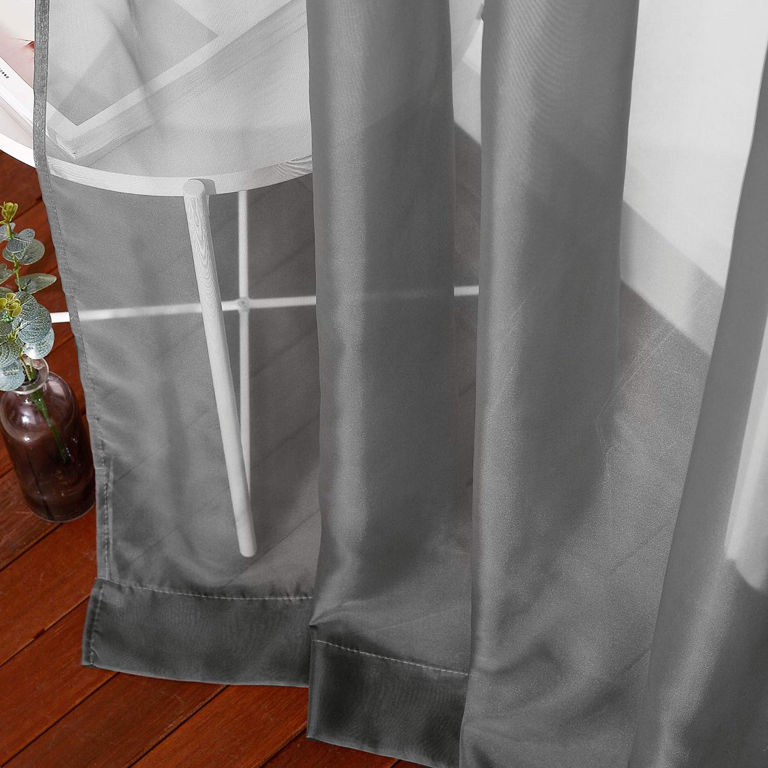 Thumbnail 6 de NICETOWN Sheer Curtains, 84-Inch Grommet Panels, Dark Grey, 2-Pack