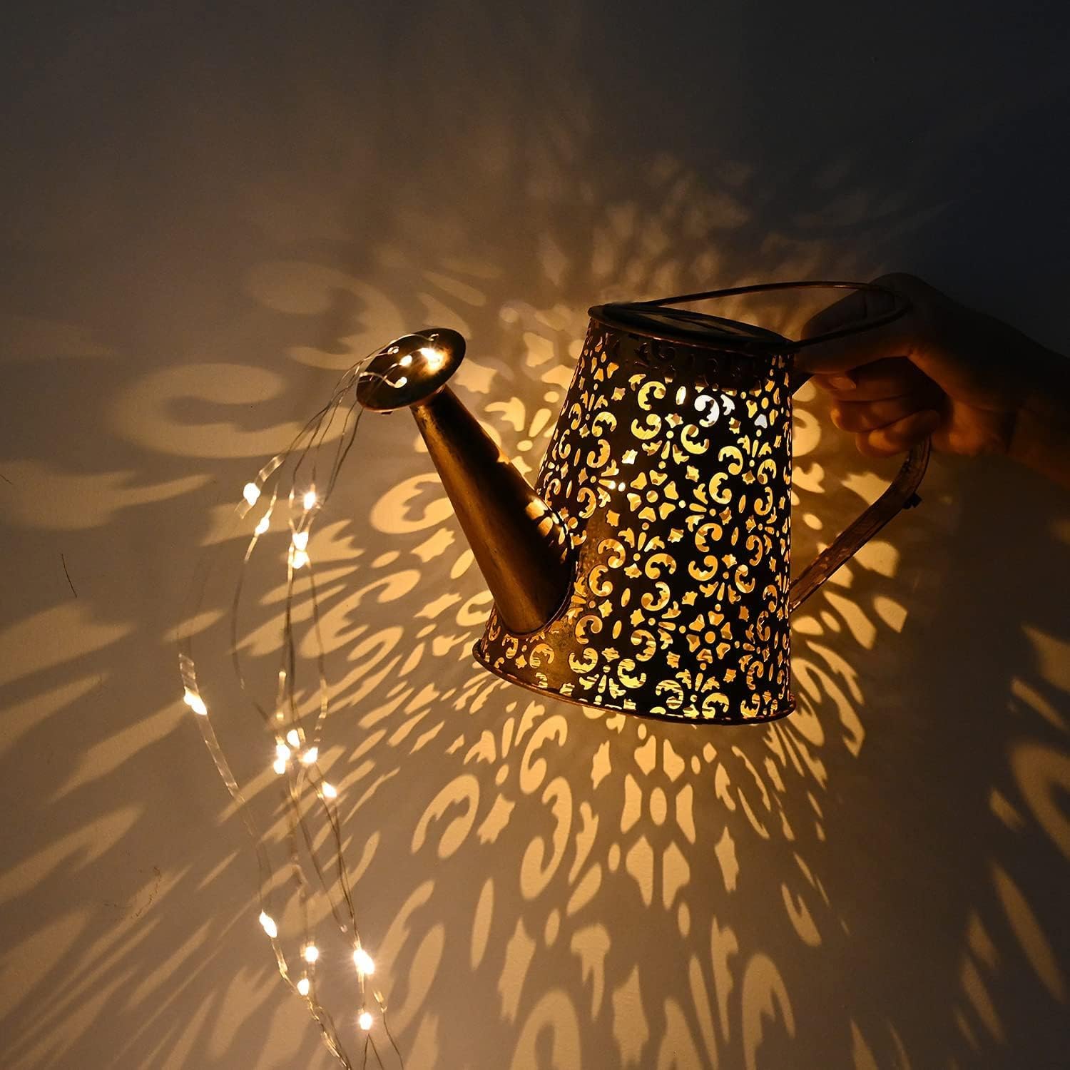 Detalle de Solar Gießkanne Lichterkette Gartendeko 🏡