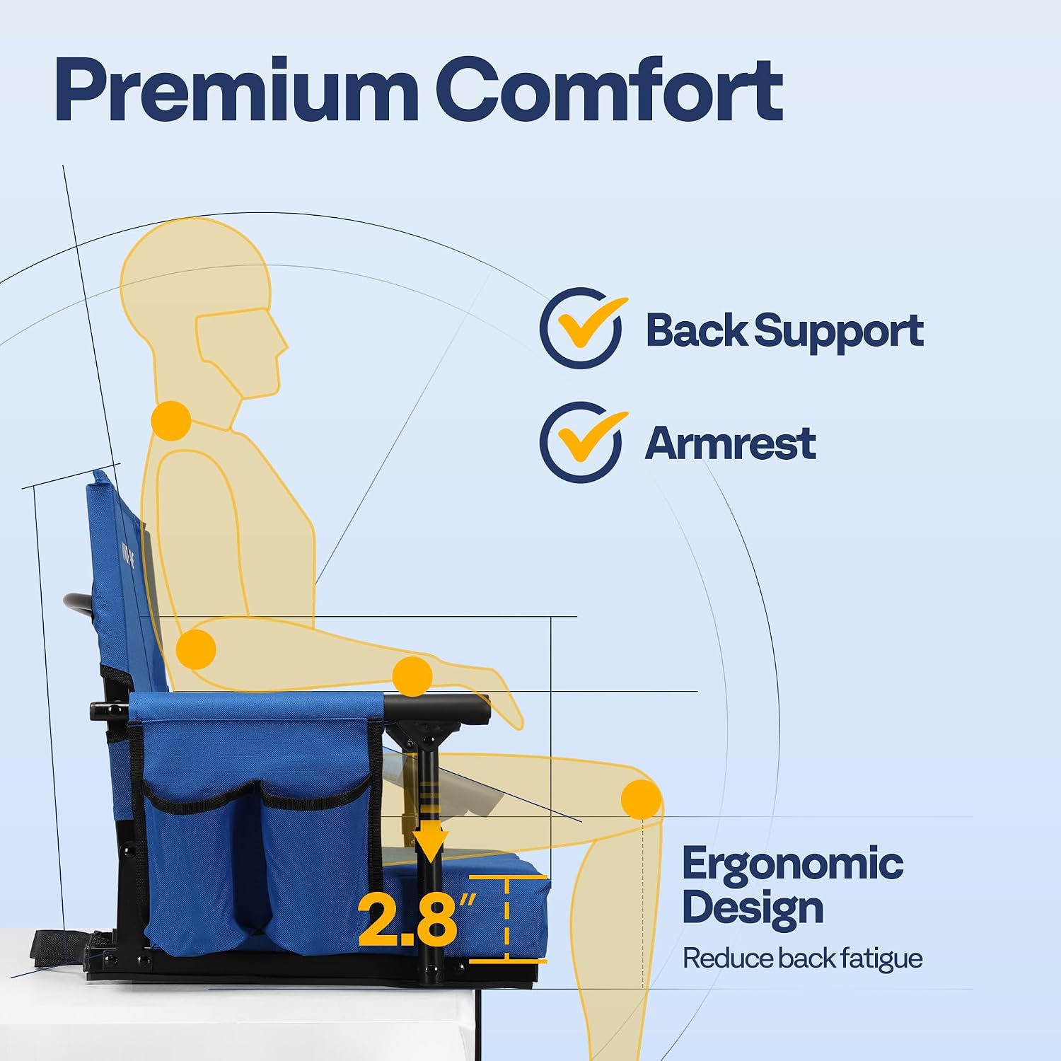 Thumbnail 5 de VIVOHOME VH1430CA-BL Stadium Seats, Folding Oxford Cloth, 350 lb Capacity