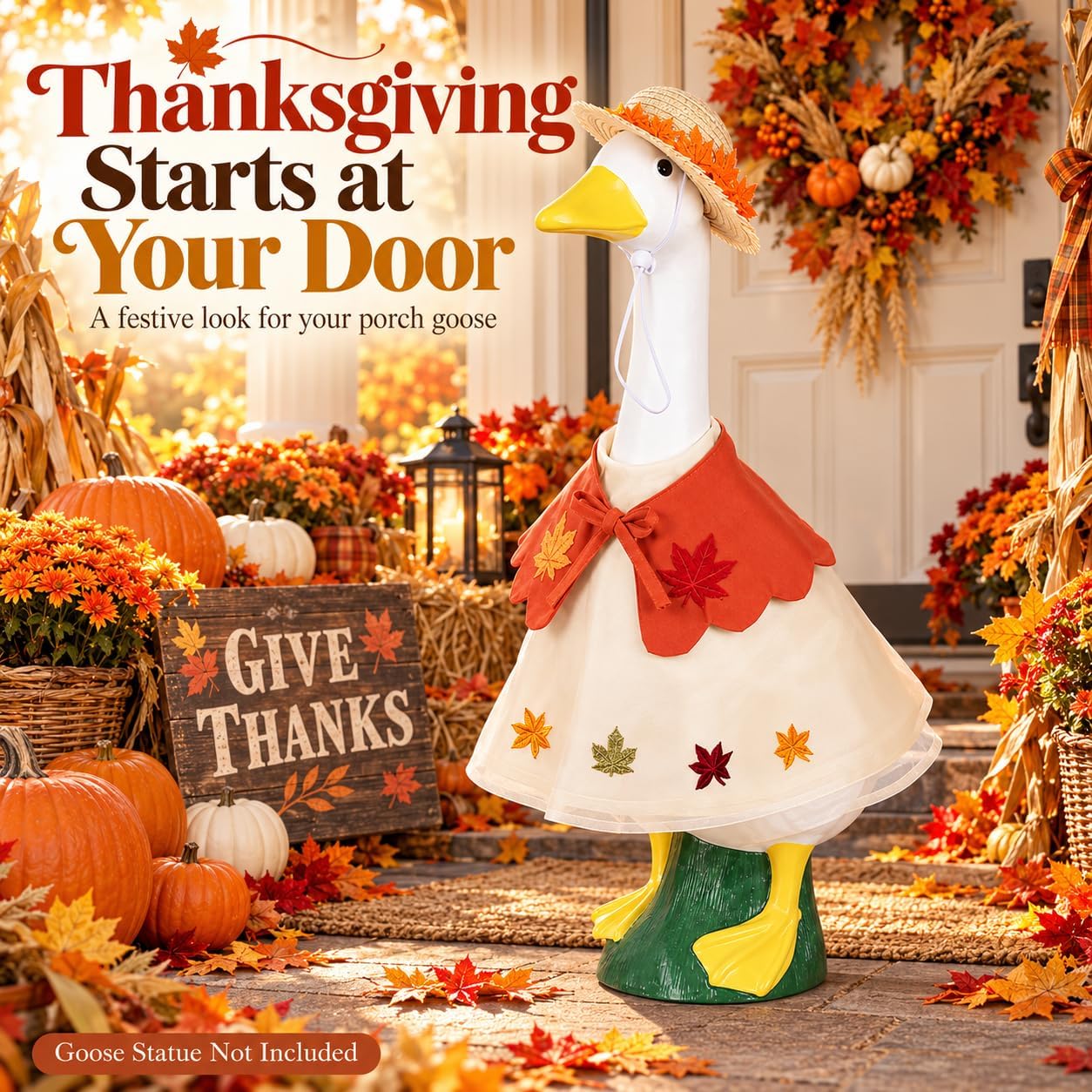 Detalle 1 de holoith Halloween Porch Goose Outfit for 23-Inch Cement Goose, Witch Costume