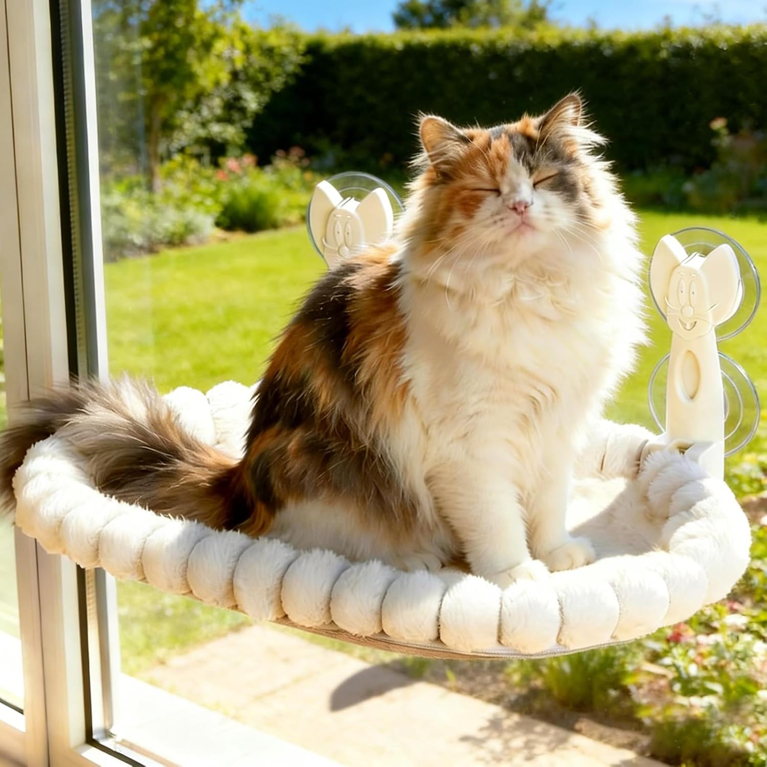Detalle de Euqvunn Hamac Chat Fenêtre — Douillet, sans Fil, 15 kg, Lavable et Double Face