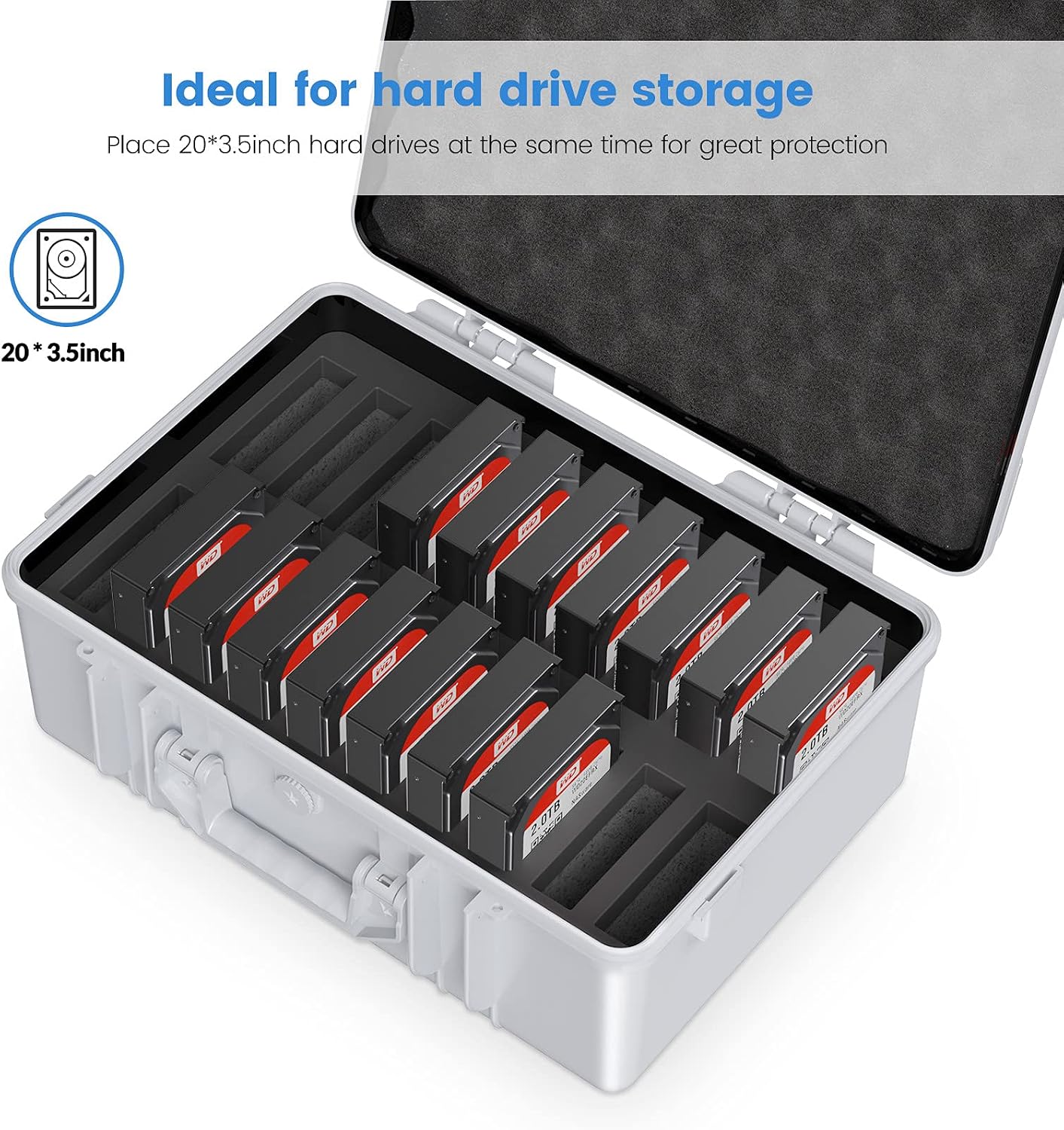 Detalle 2 de ORICO Boîtier de Protection pour Disque Dur 3,5'' – Multi-Protection, Capacité 20 HDD