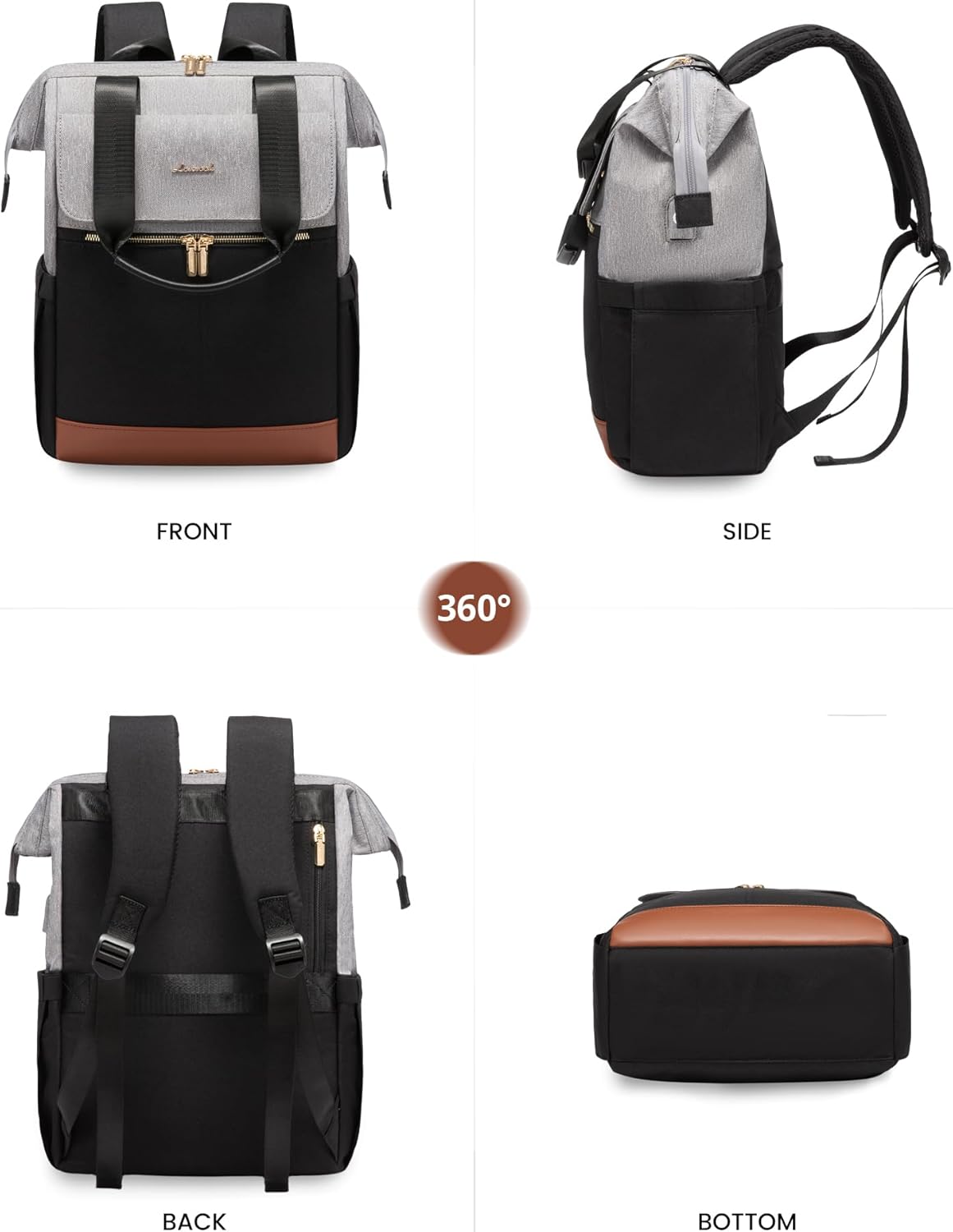 Thumbnail 6 de LOVEVOOK Sac à dos pour ordinateur portable 15,6 pouces – Gris et noir, 17,3 Zoll, femme