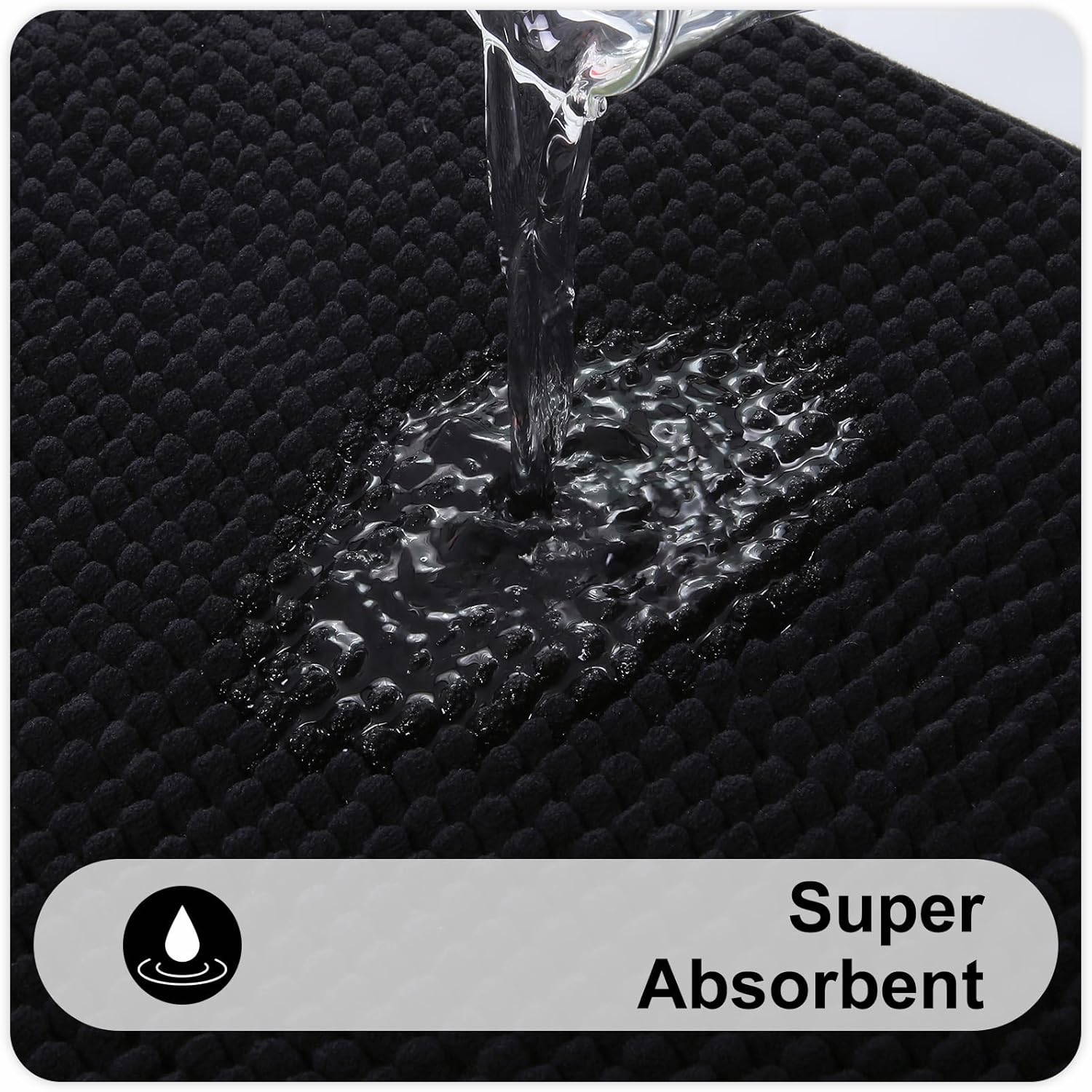 Thumbnail 4 de Smiry Non Slip Chenille Bath Mat (Extra Soft, Super Absorbent) 40 x 60 cm, Black