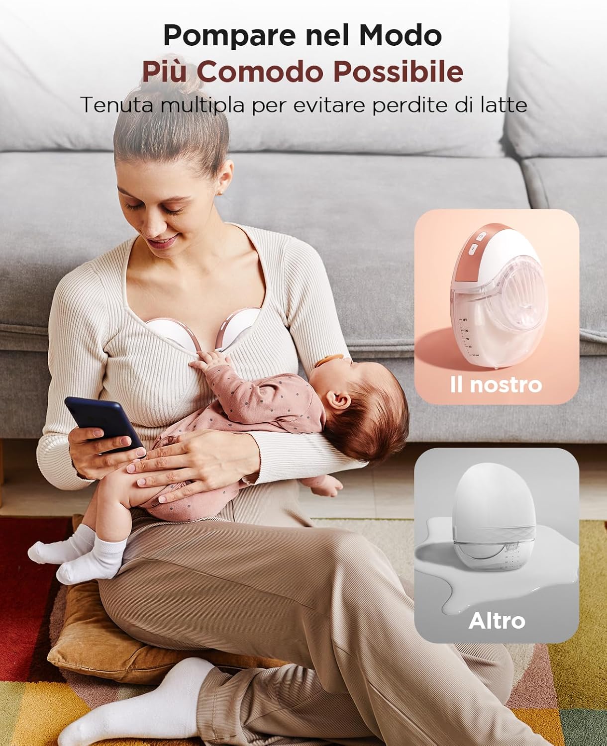 Detalle de Haokoo Tiralatte Elettrico Indossabile: tiralatte portatile, silenzioso e discreto