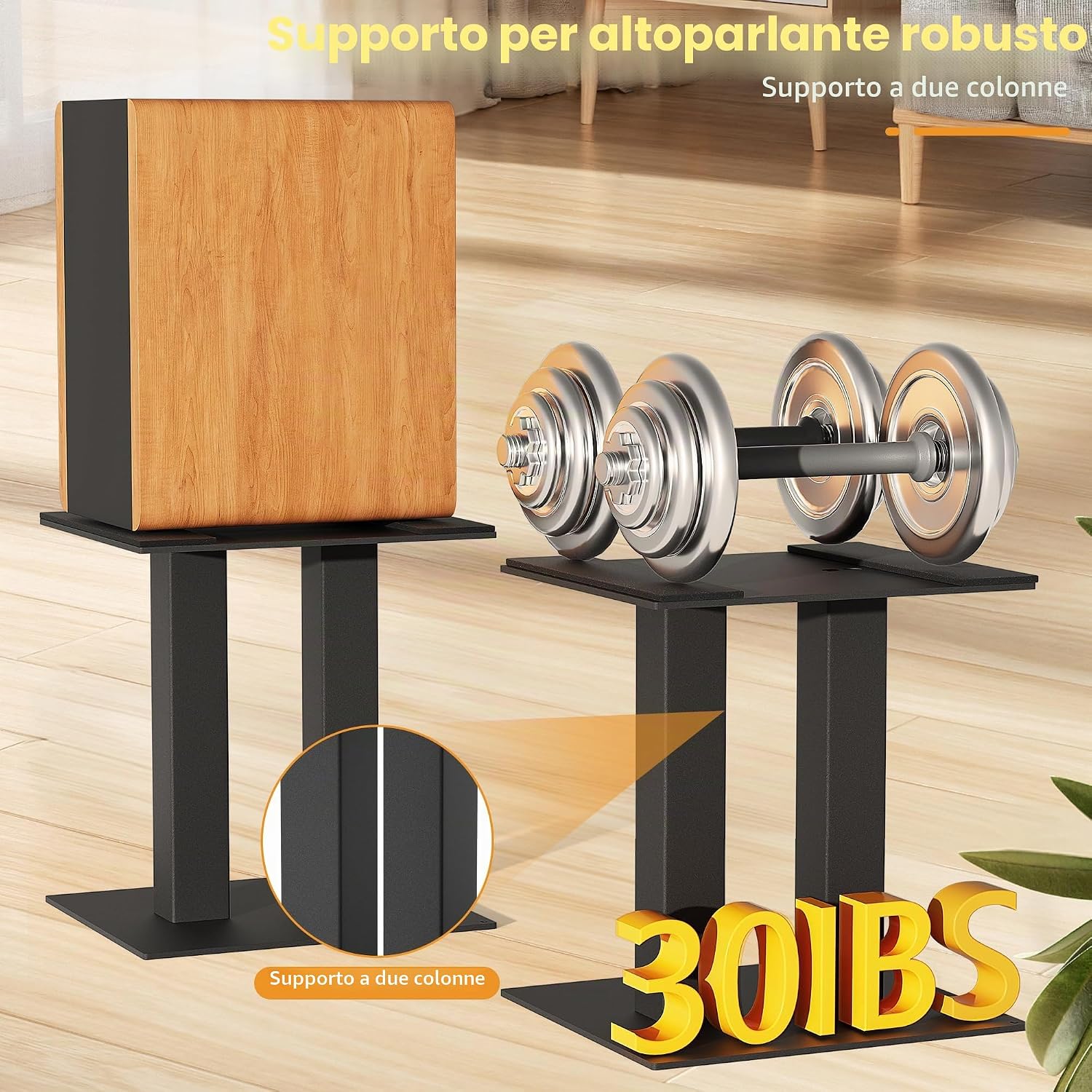 Thumbnail 2 de OUUTMEE Supporto audio da scrivania, altezza 25 cm, metallo, coppia (grande)