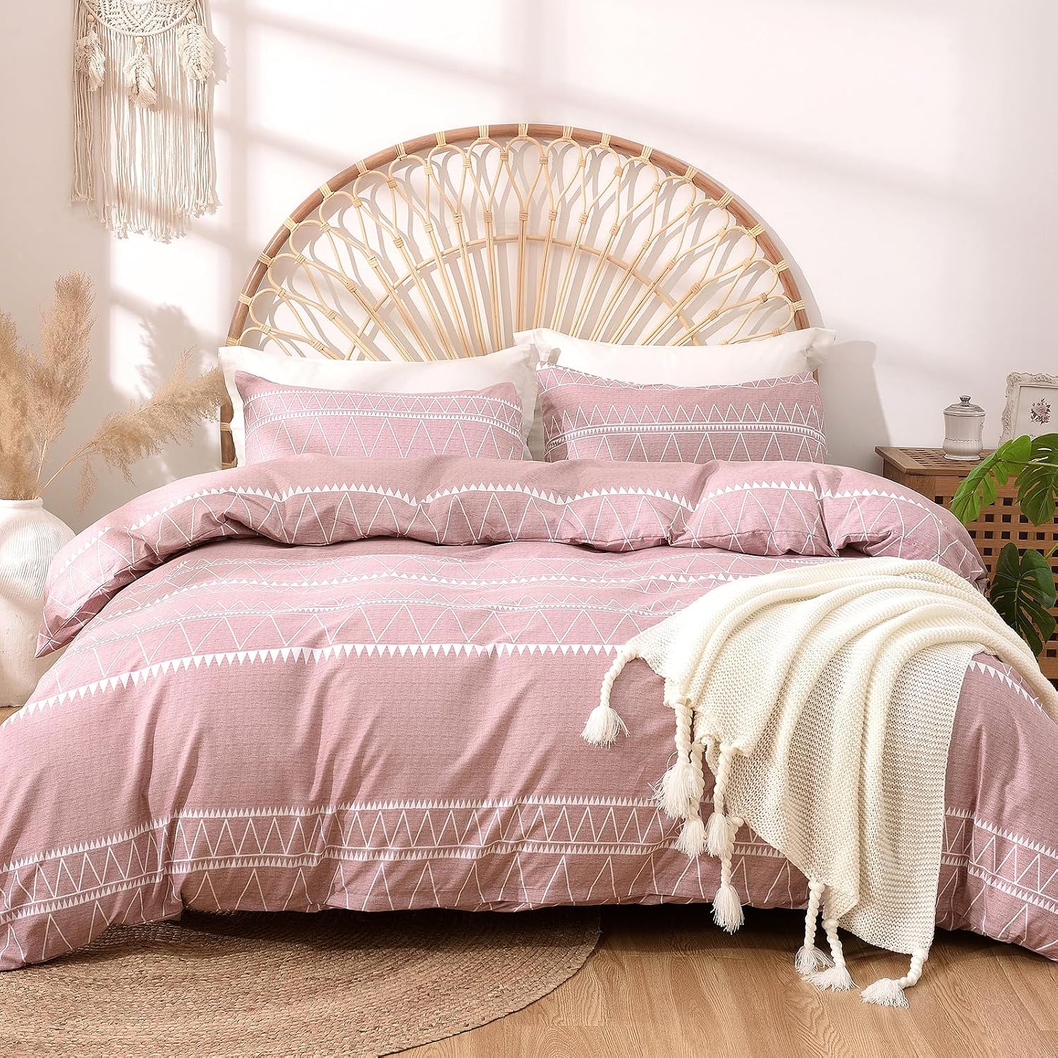 Detalle de Lekesky Pink duvet cover set 230x220cm
