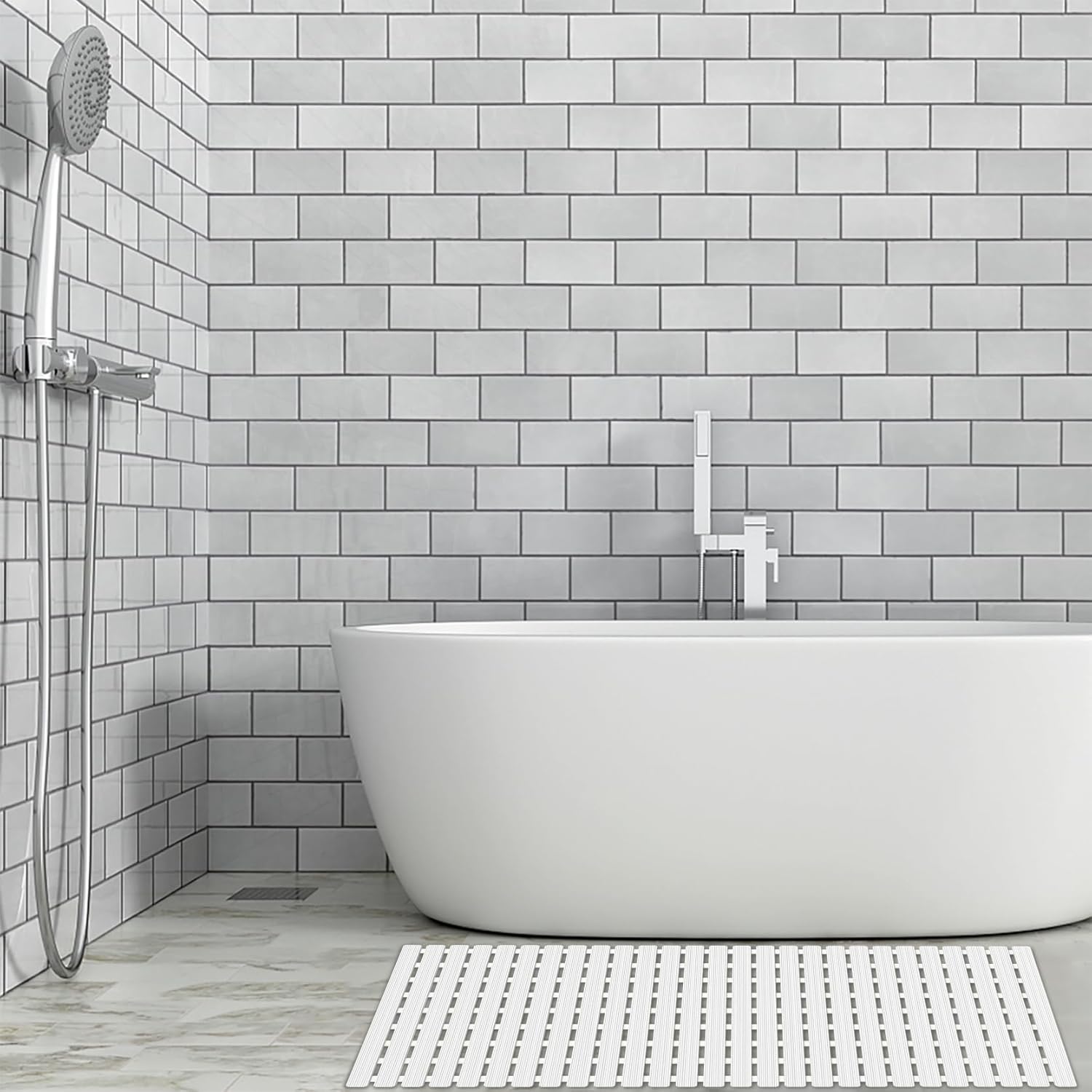 Thumbnail 5 de BEMISO Shower Mat Non Slip Bathtub Mat with Suction Cups and Drain Holes — 37.4 x 15.7 in