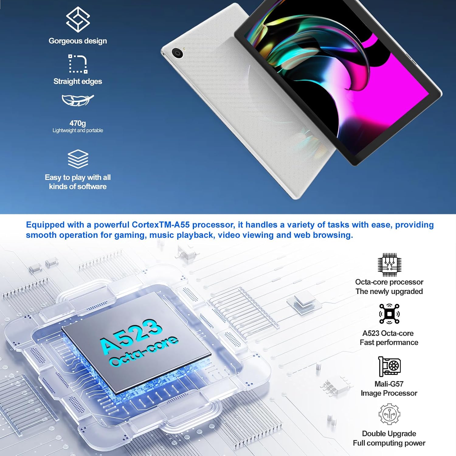 Thumbnail 3 de Laptok Tablet 10 Inch: Android 14, 8GB RAM, 64GB ROM + 1TB Expandable
